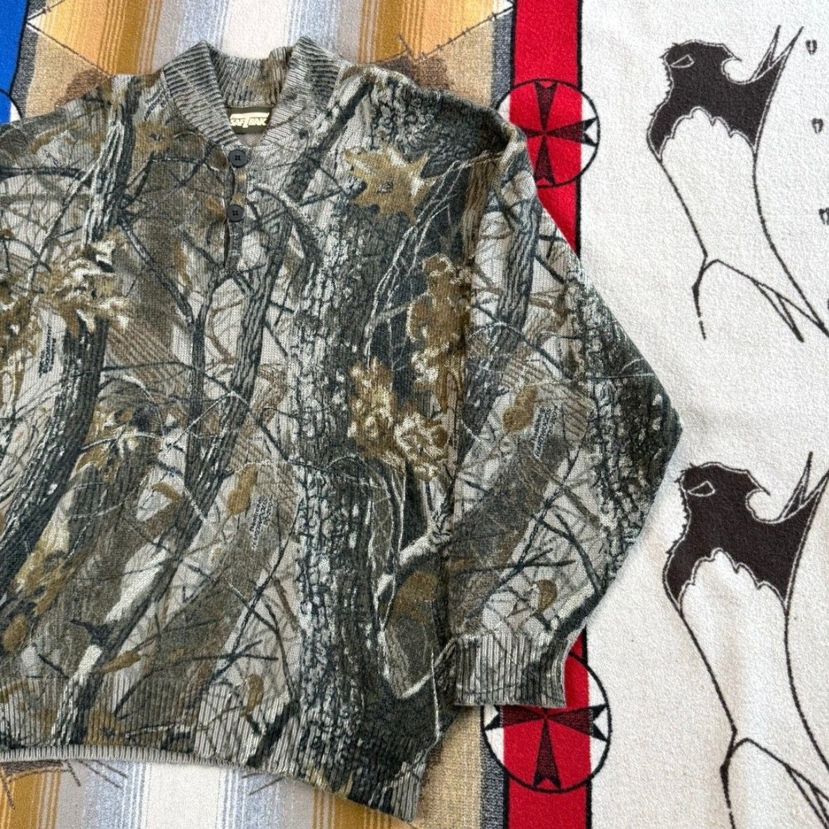 SafTbak VINTAGE Saftbak Camouflage Wool Pullover Sweater Men’s L Camouflage 90s Outdoor Hunting Winter Fall Size US L / EU 52-54 / 3 - 5 Thumbnail