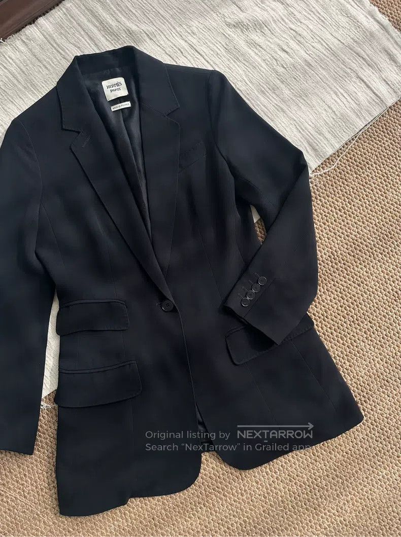 Hermes Hermes Waist Cinched Casual Asymmetrical Suit Jacket, Blac Size XS / US 0-2 / IT 36-38 - 1 Thumbnail