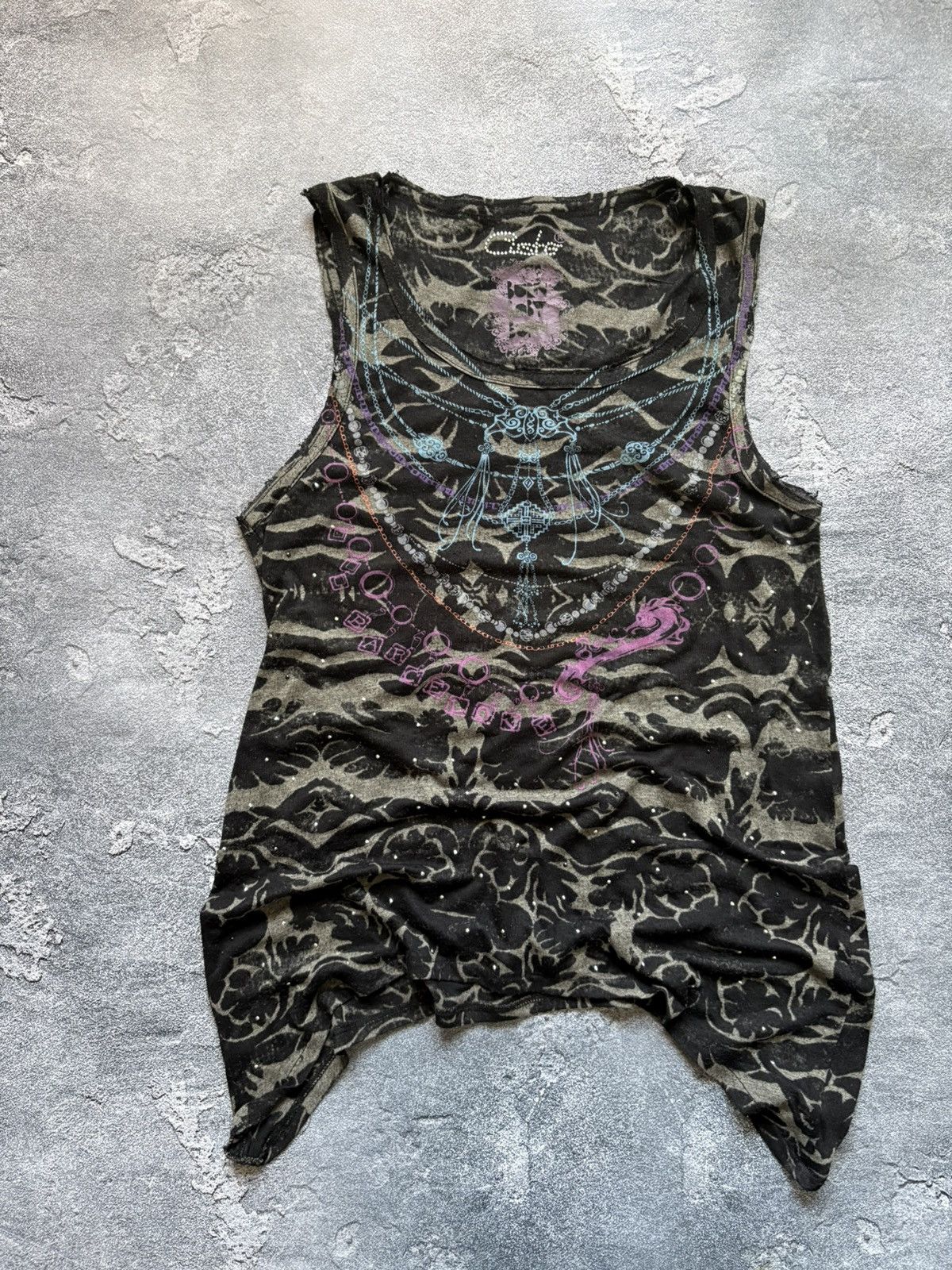 Custo Barcelona Vintage Custo Barcelona Y2K Rhinestones Grunge Tank Top Size M / US 6-8 / IT 42-44 - 3 Thumbnail
