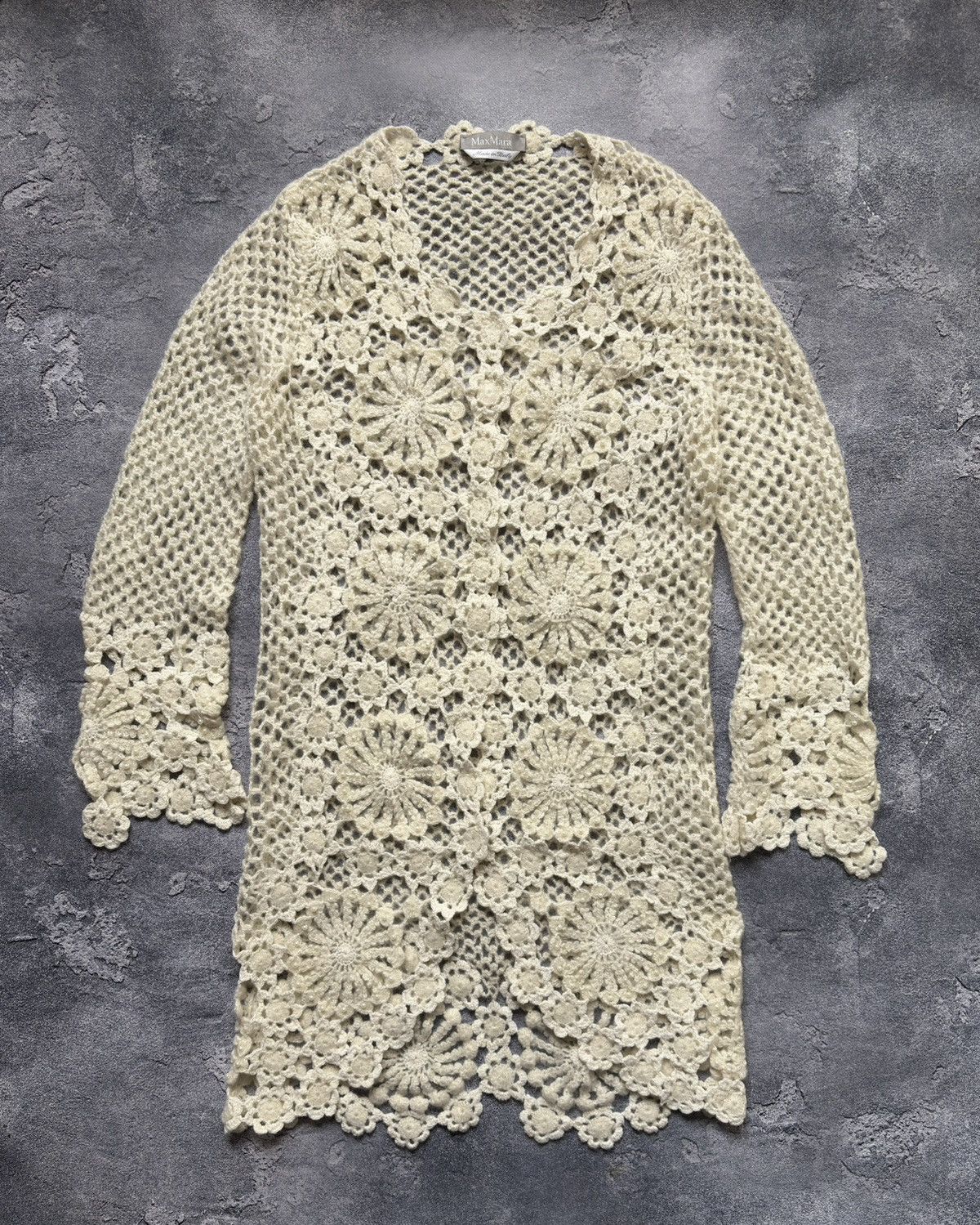 Max Mara Max Mara Luxury Knit Crochet Lace Beaded Pearl Cardigan Size M / US 6-8 / IT 42-44 - 1 Thumbnail