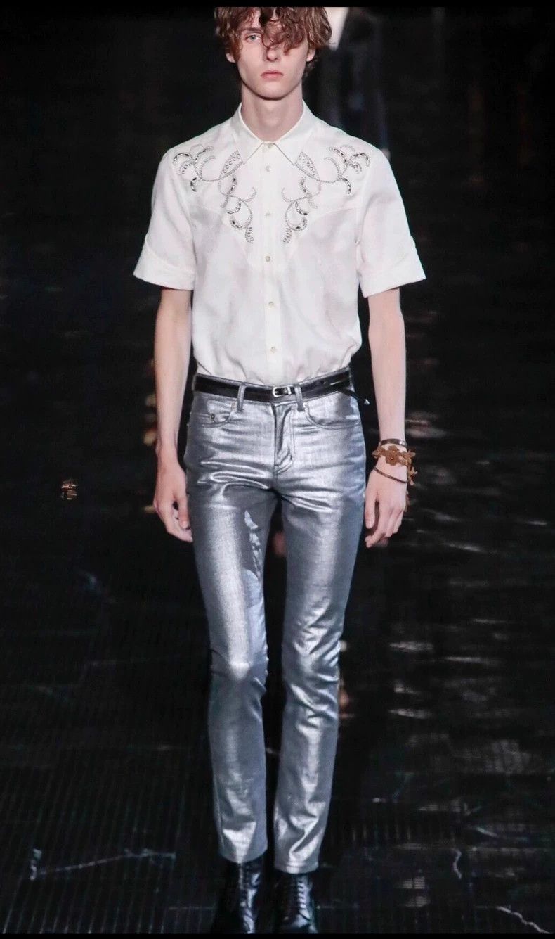Saint Laurent Paris Saint Laurent Paris White embroidered shirt-2506 Size US S / EU 44-46 / 1 - 8 Thumbnail