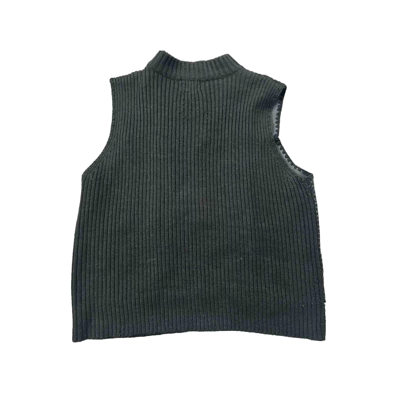 Vintage VINTAGE Women’s Large Suede Full Zip Sweater Vest Green Patchwork Leather V3J Size L / US 10 / IT 46 - 2 Thumbnail