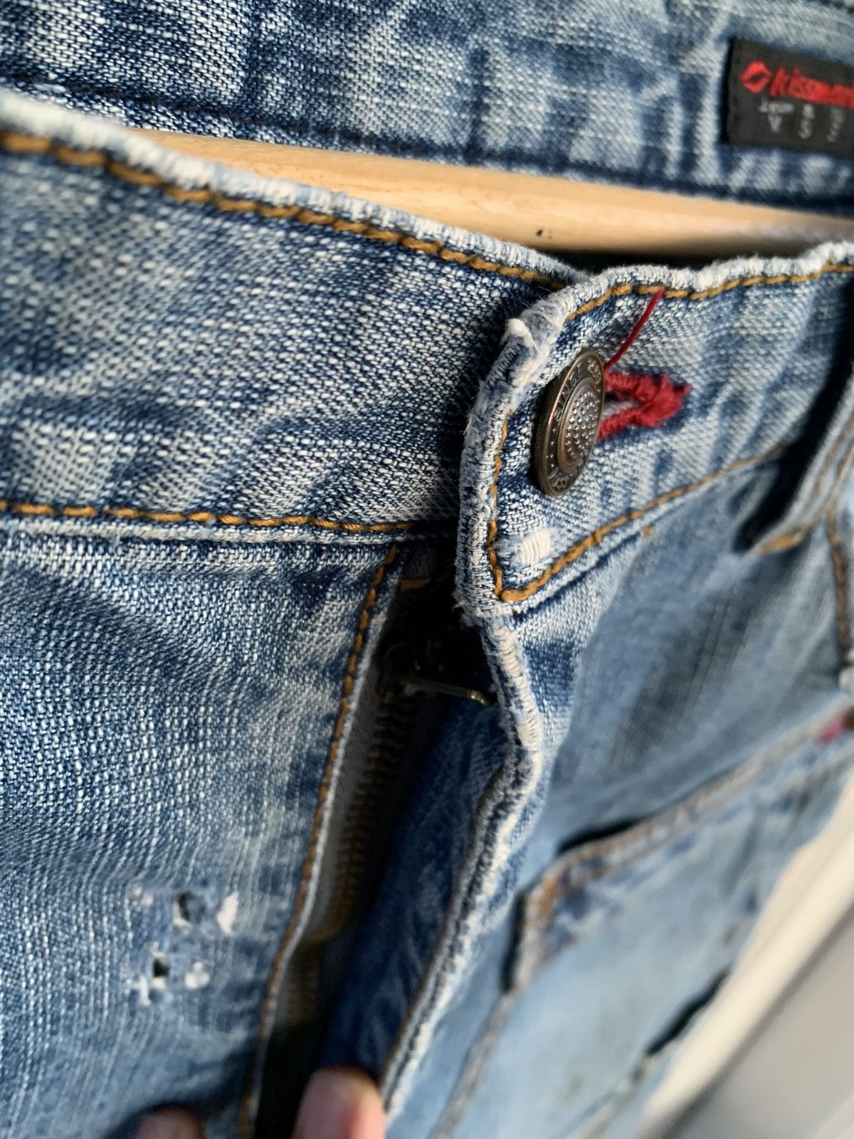 Japanese Brand Kissmark doubleknee patchwork jeans Size US 31 - 8 Thumbnail