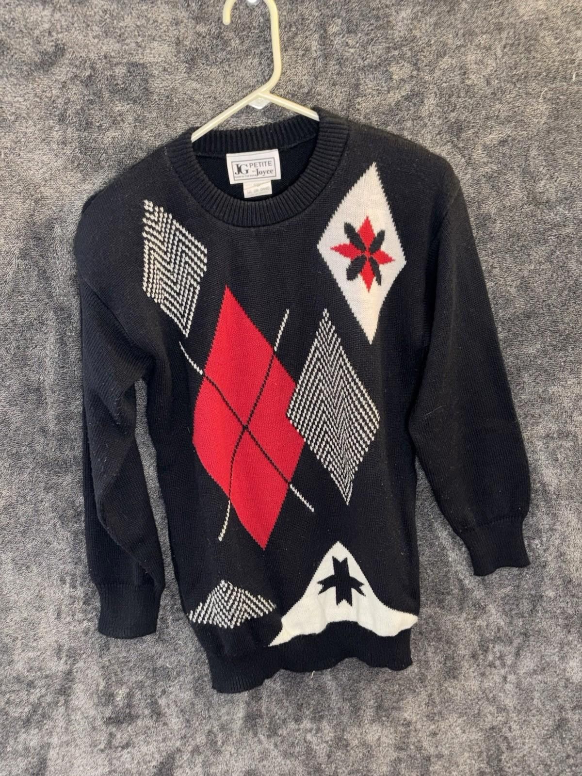 Other Vintage JG Petite Joyce Poinsettia Argyle Sweater USA Size S / US 4 / IT 40 - 1 Thumbnail
