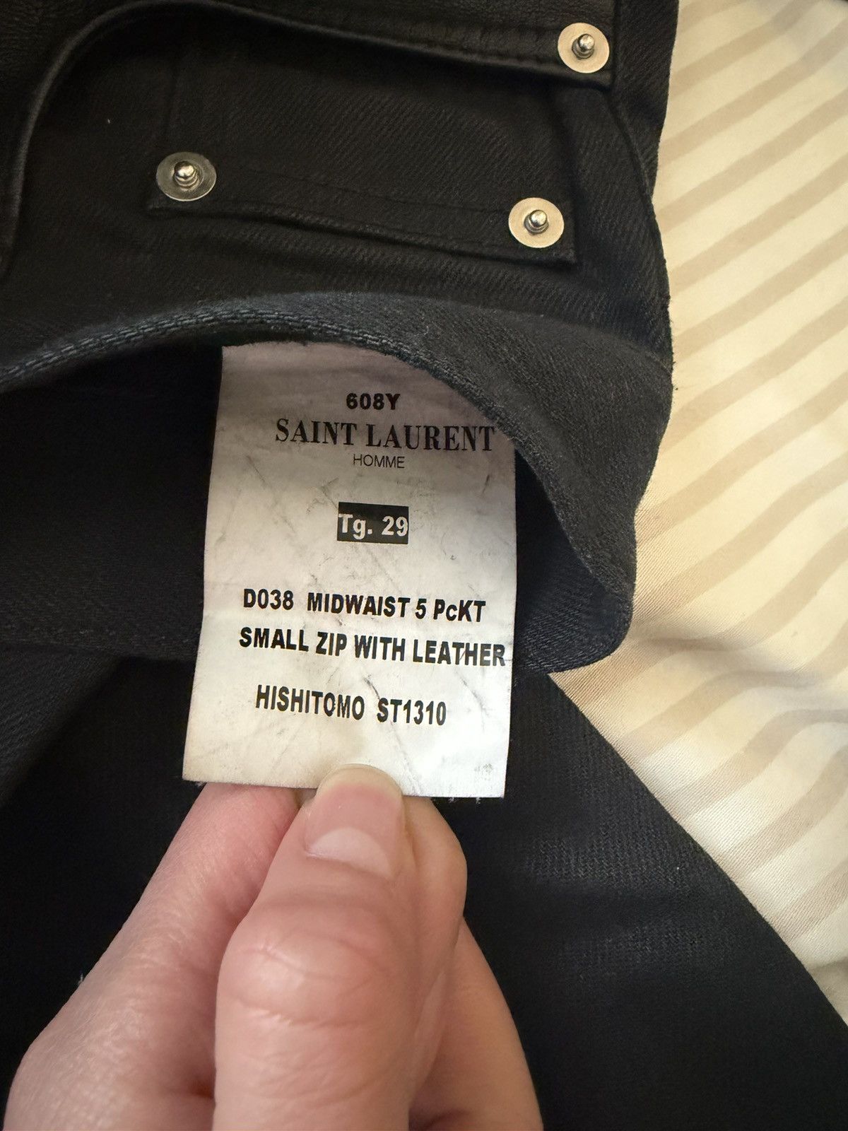 Saint Laurent Paris FW15 Sample Leather Panel Zip Jeans Size US 27 - 4 Thumbnail