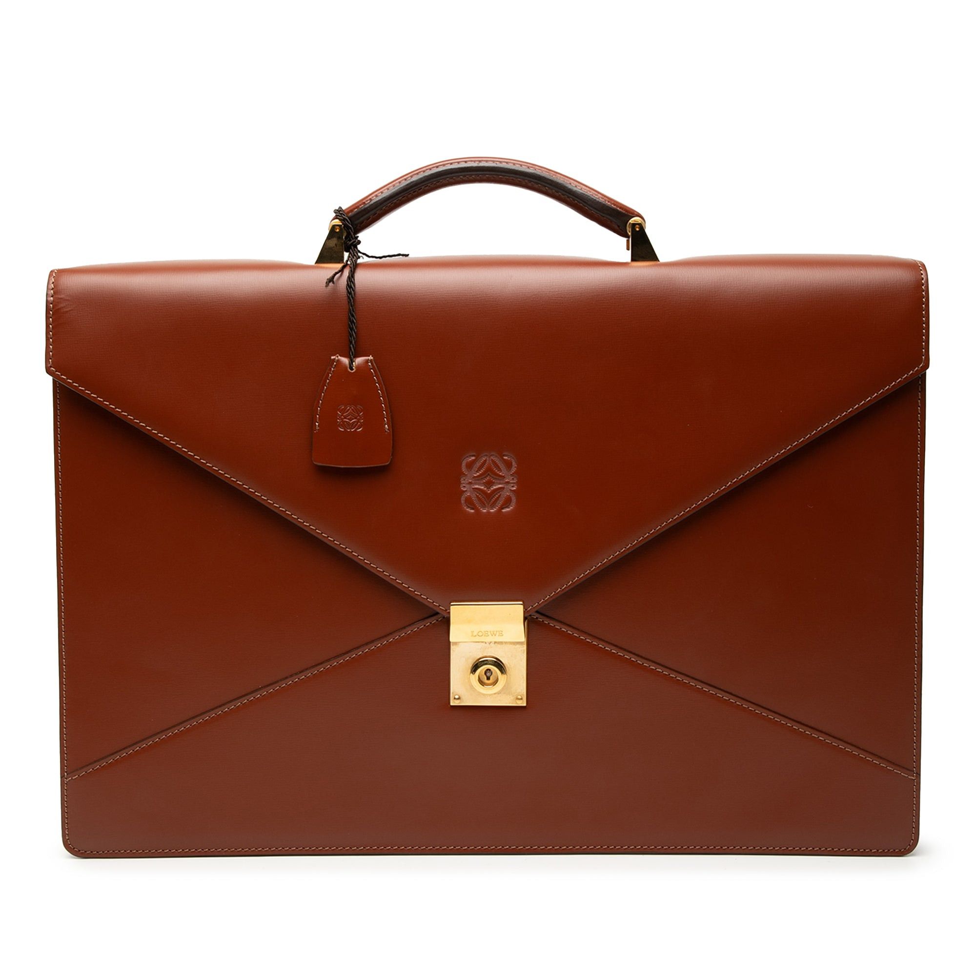 Loewe Leather Business Bag in Brown, Women's