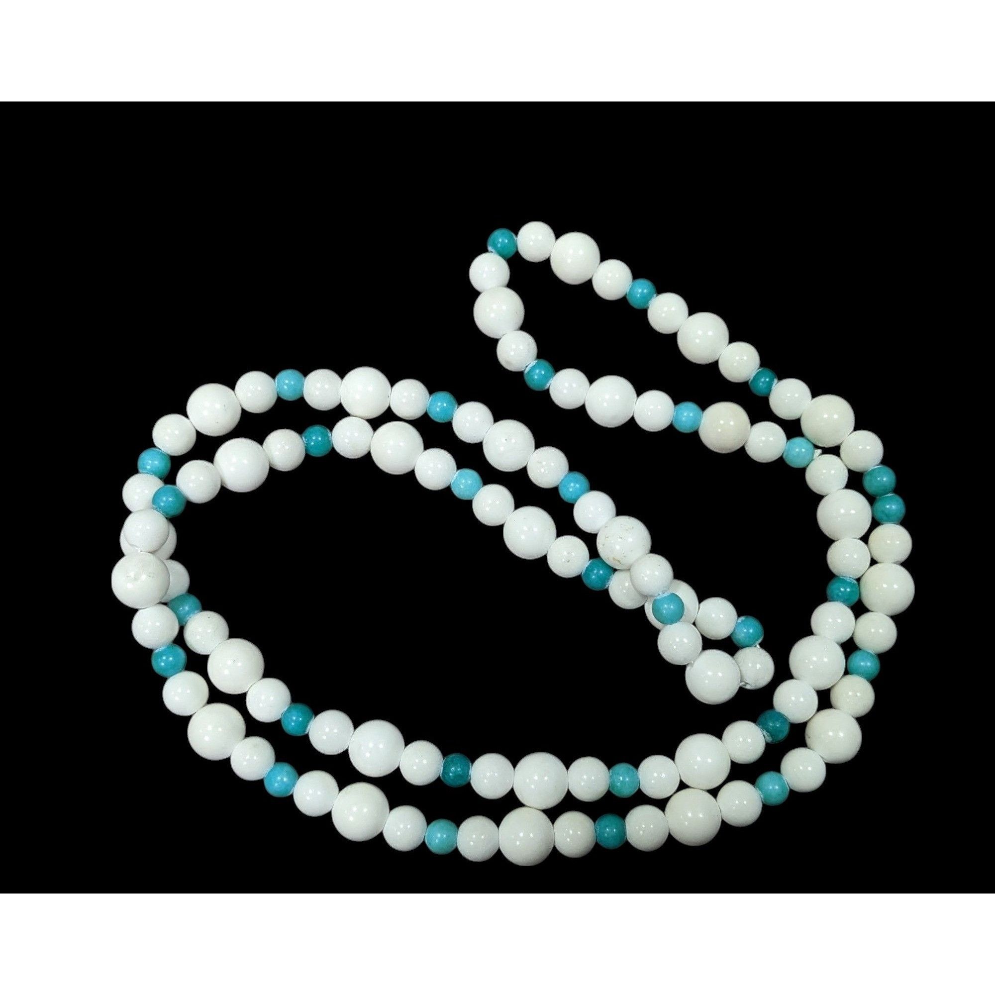 Other Vintage White And Blue Glass/Stone Beaded Necklace Size ONE SIZE - 1 Thumbnail