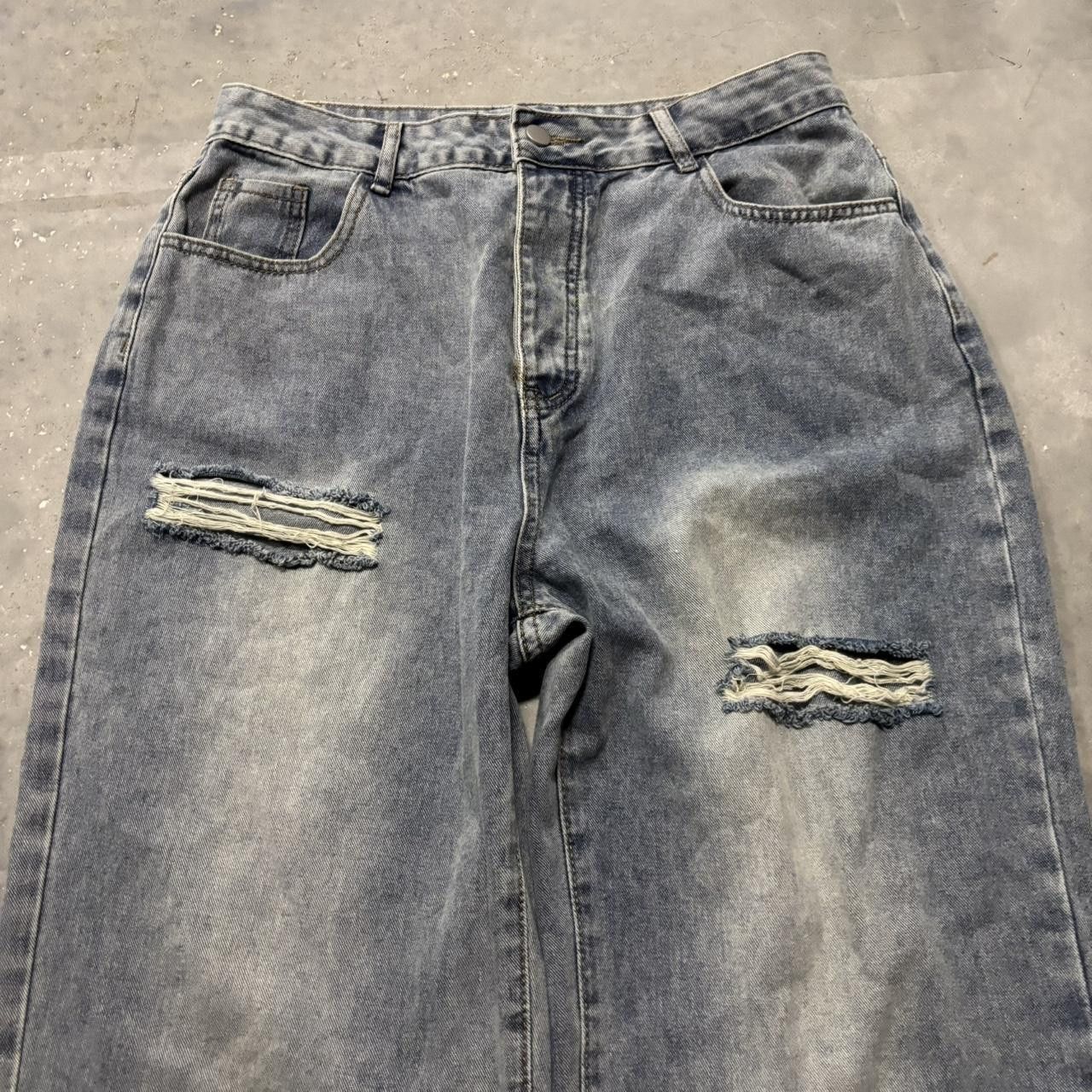 Japanese Brand × Vintage Crazy Vintage Y2K/2000s Baggy Faded Wash Distressed Skater Denim Jeans! Size US 31 - 5 Thumbnail