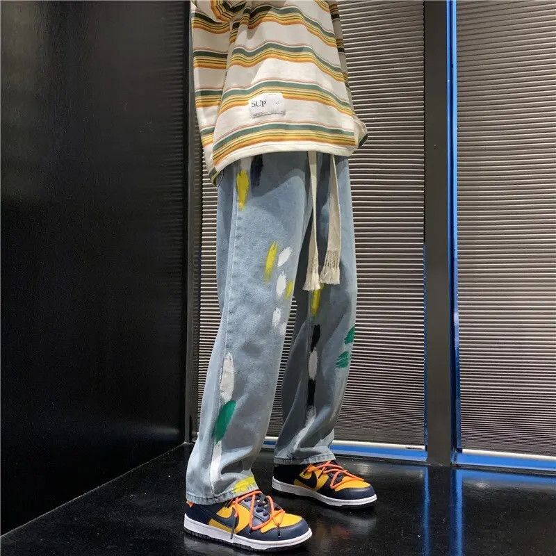 Japanese Brand × Jean Paint Splatter Straight Leg Denim Jeans Size US 32 / EU 48 - 2 Thumbnail