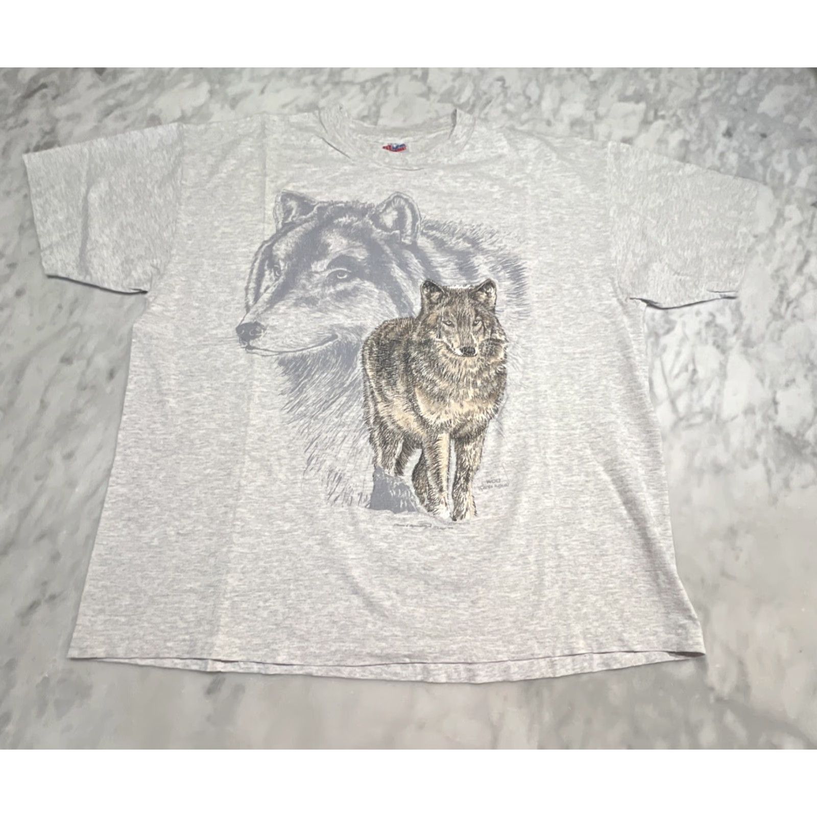 Vintage VINTAGE 90s Grey Wolf Canis Lupus Shirt Graphic Cracking Hanes USA XL Men Short Sleeve Cotton Tee Size US XL / EU 56 / 4 - 3 Thumbnail