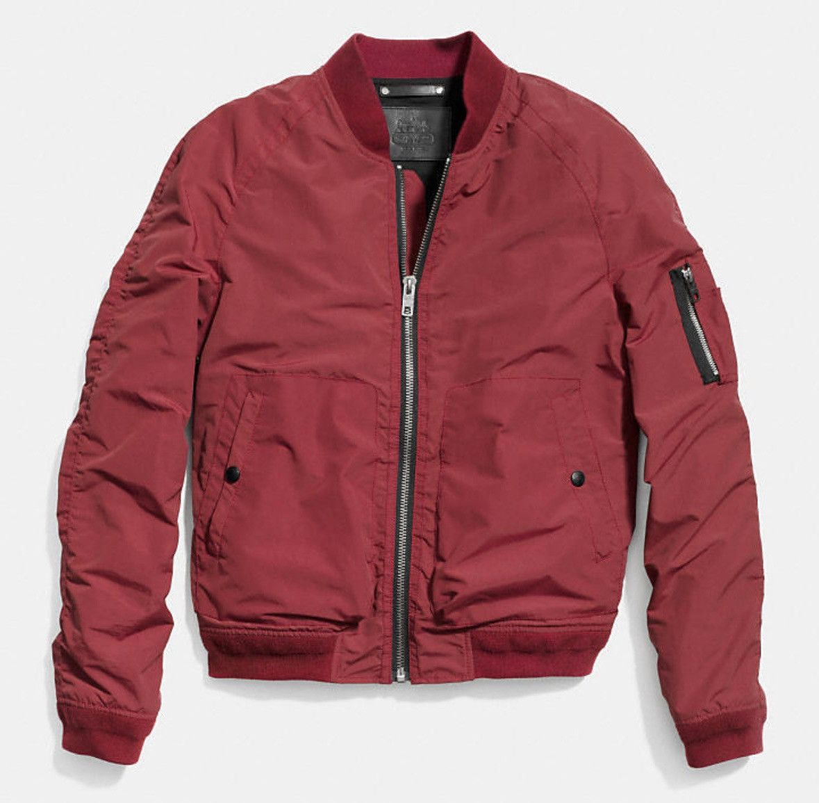 image of Coach - Waxed Nylon Aviator Jacket in Maroon, Men's (Size Small)