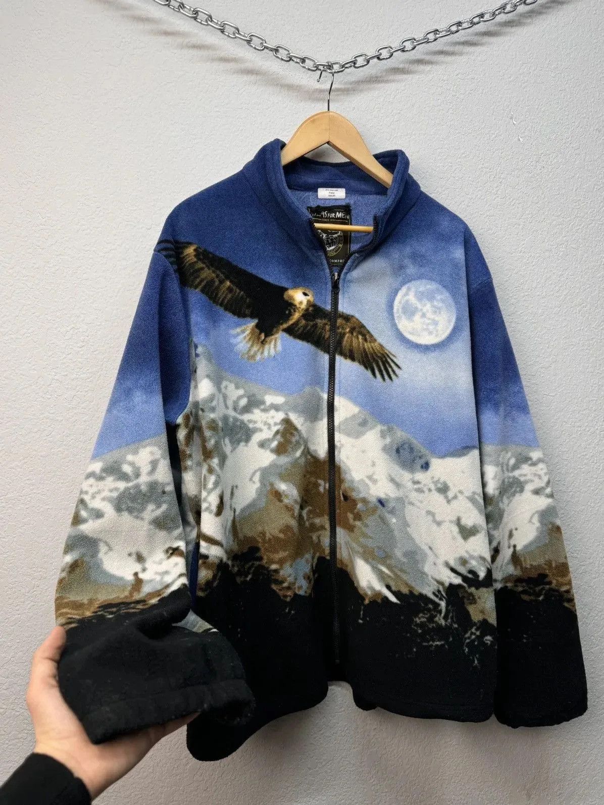 If Six Was Nine Vintage Black Fullprint Wolf Zip Animals Fleece Jacket Size US XL / EU 56 / 4 - 6 Thumbnail