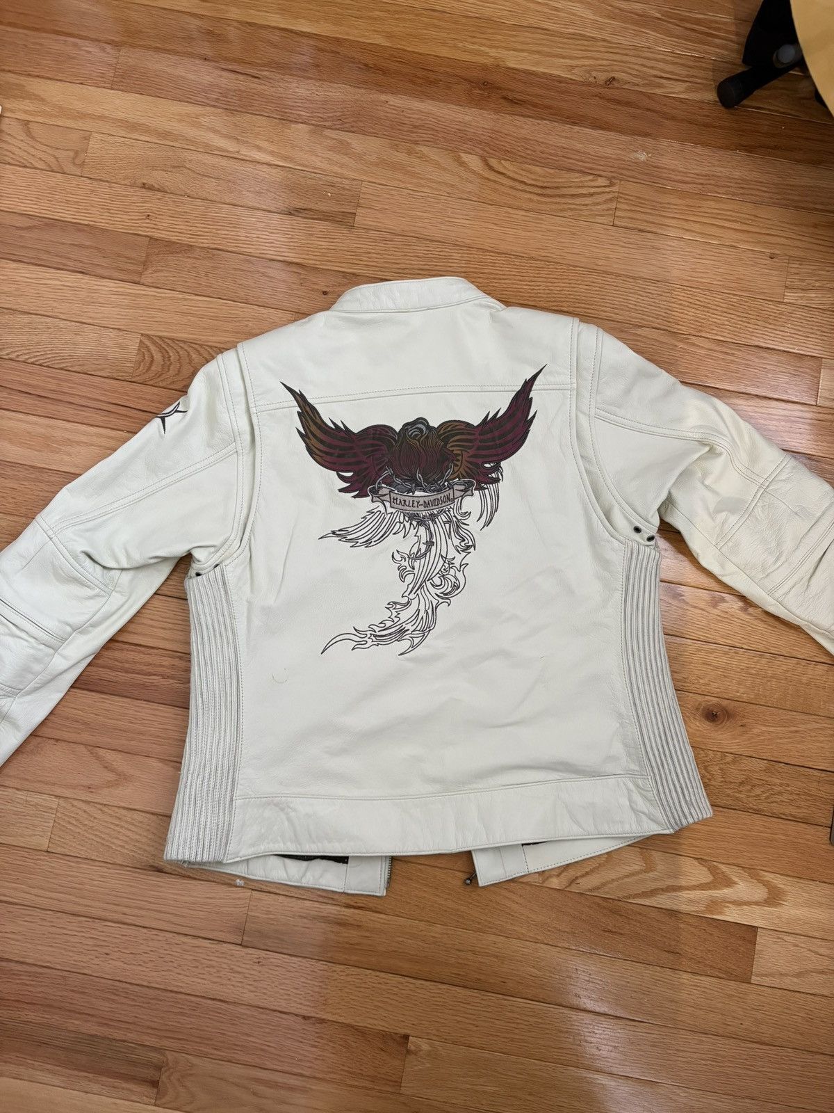 Harley Davidson Harley Davidson Women’s Pacific Coast White Leather Jacket Size M / US 6-8 / IT 42-44 - 2 Thumbnail