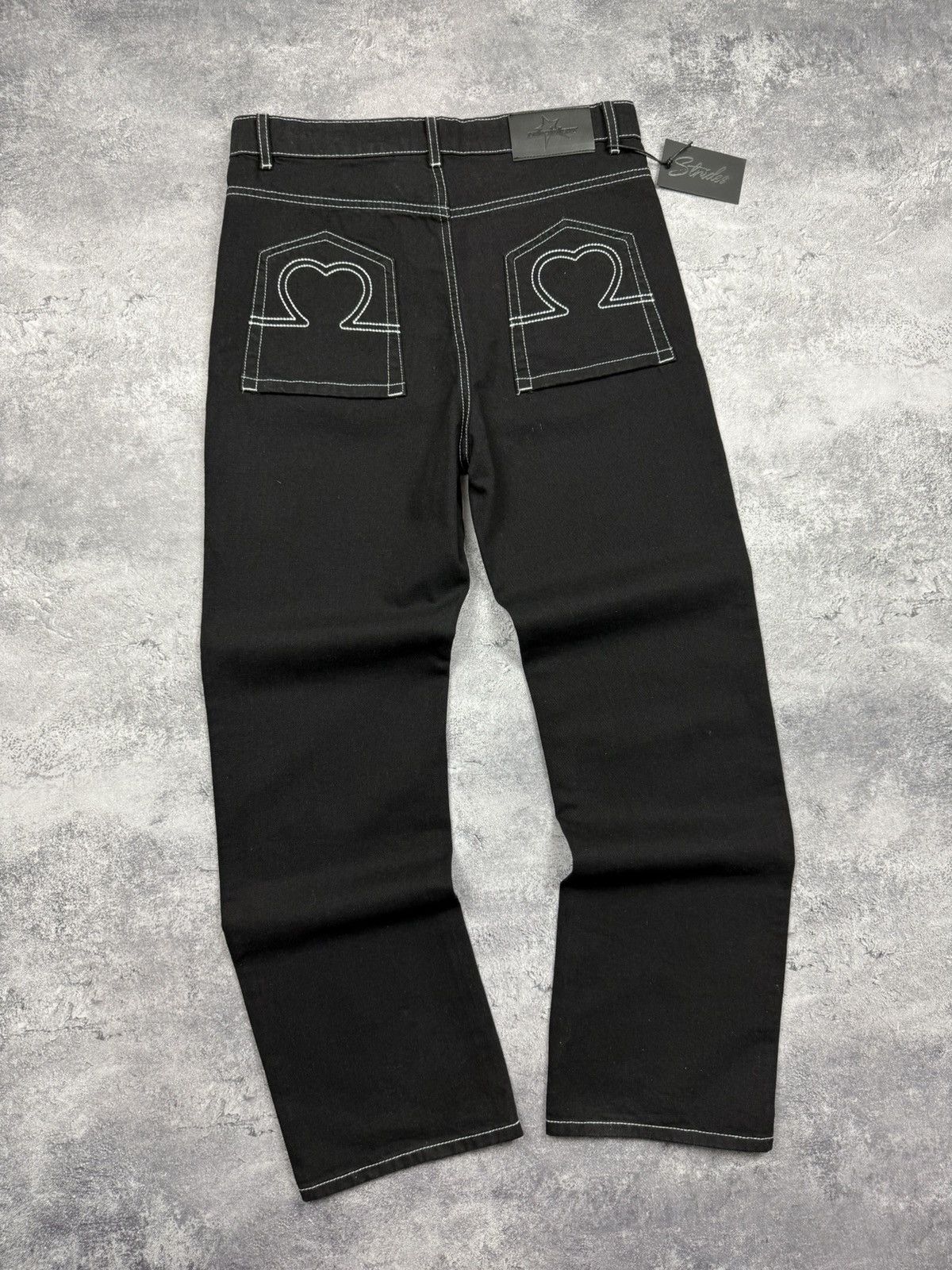 Japanese Brand Strides Baggy Jeans Denim Pants Black Y2K Skater Streetwear Size US 32 / EU 48 - 21 Thumbnail