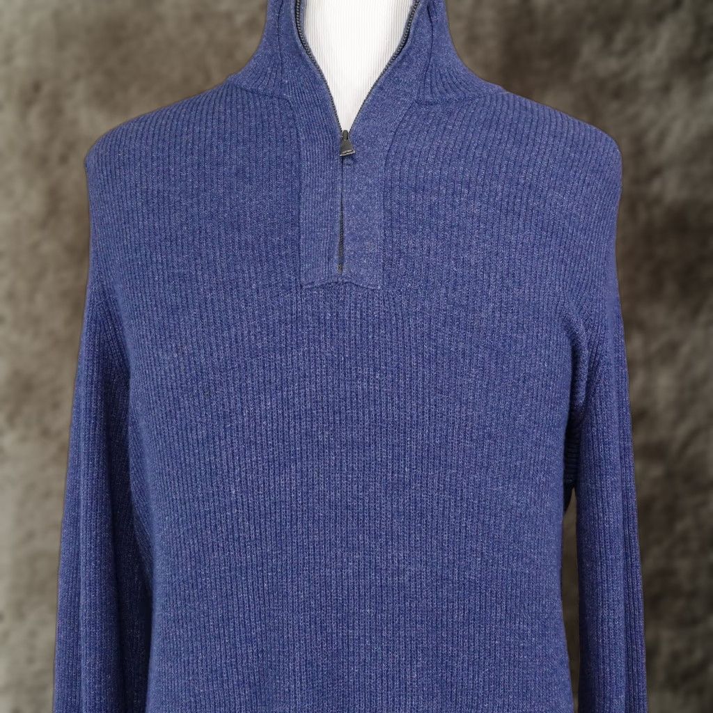 Banana Republic VINTAGE Banana Republic Sweater Pullover Knitted Cotton 1/4 Zip Men's Large Blue All Seasons Size US L / EU 52-54 / 3 - 1 Thumbnail