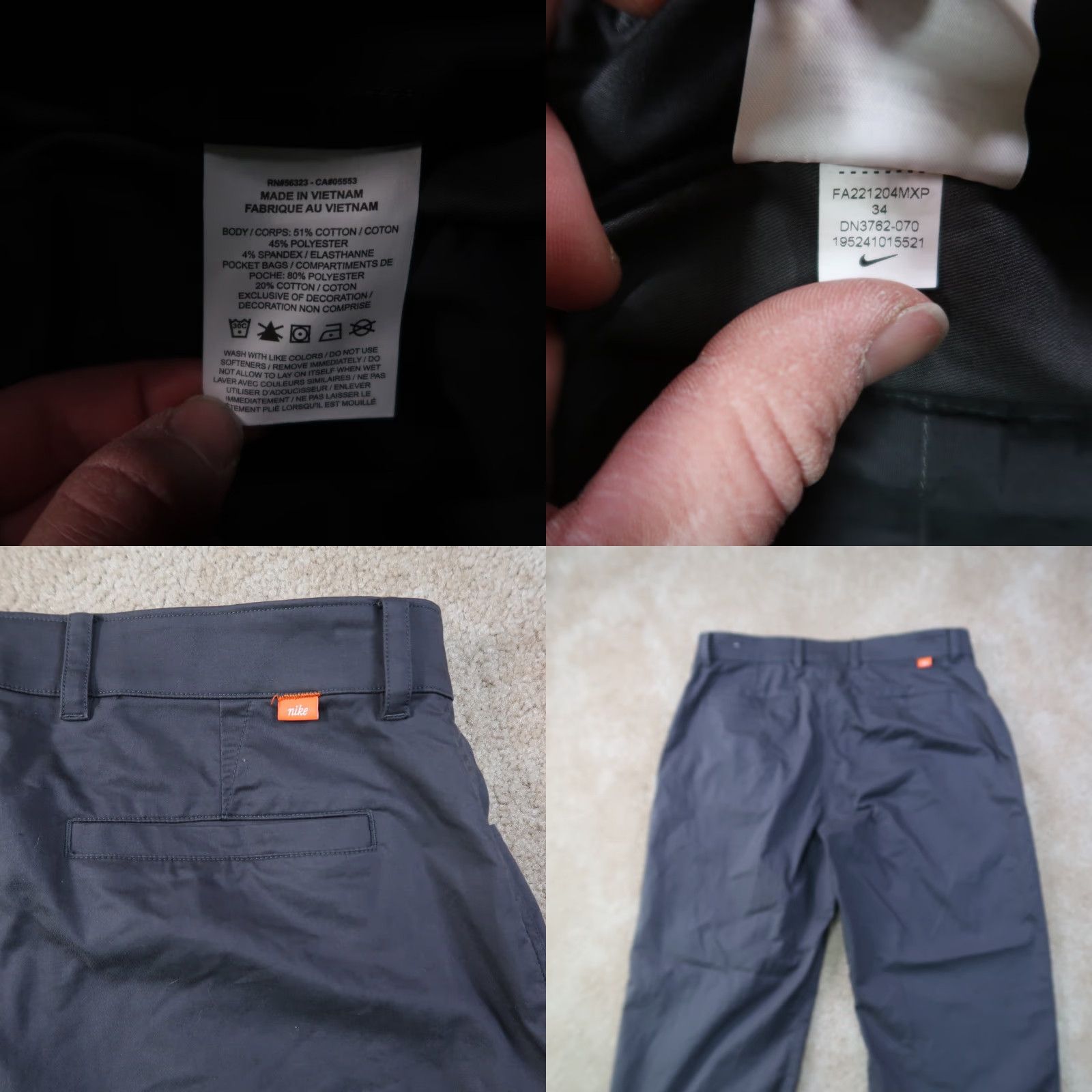 Nike Nike DriFit Golf Chino Pants Men 34 Gray Flat Front Size US 34 / EU 50 - 8 Thumbnail