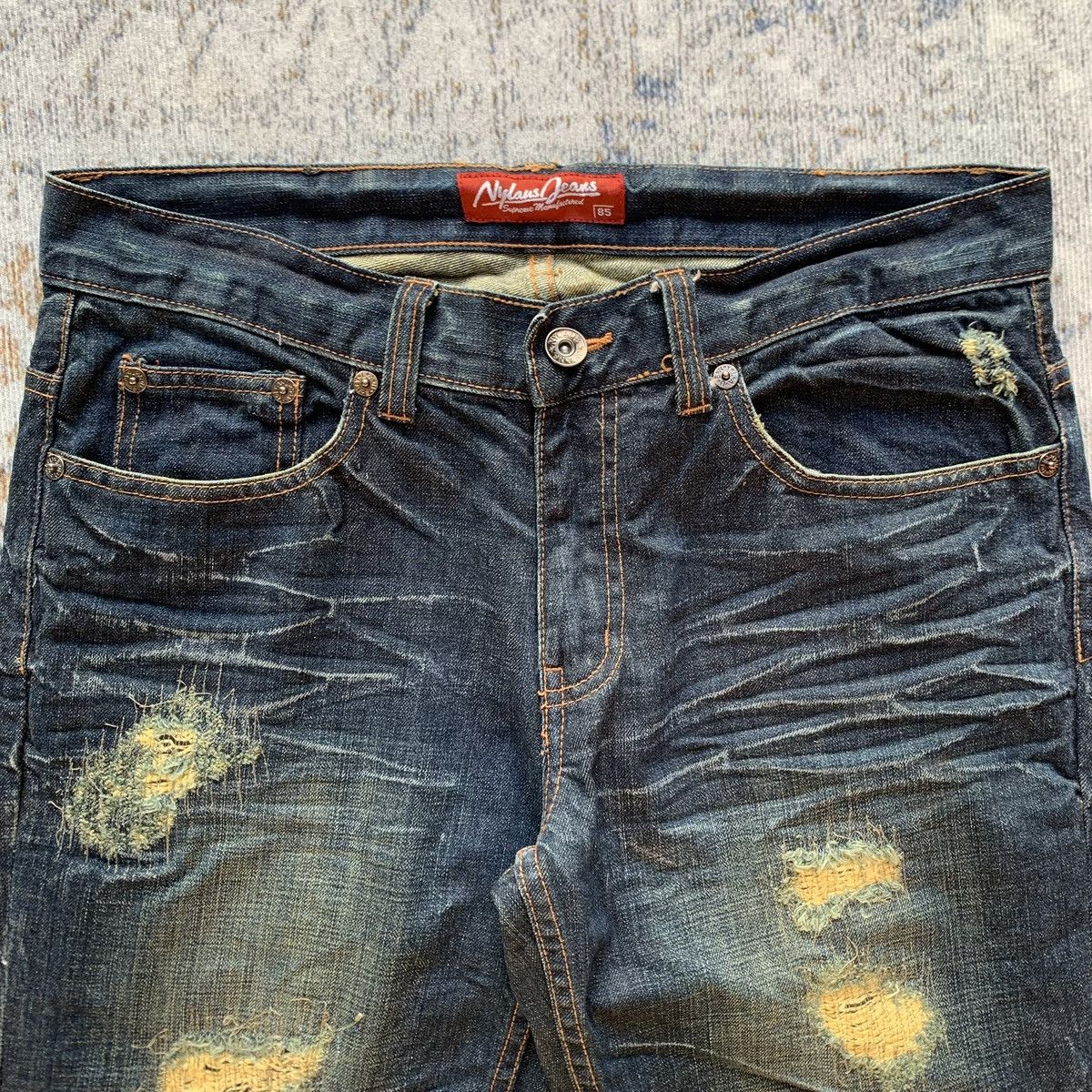 Japanese Brand Rare Japanese Brand Nylaus Mud Wash Distressed Jeans Size US 34 / EU 50 - 2 Thumbnail
