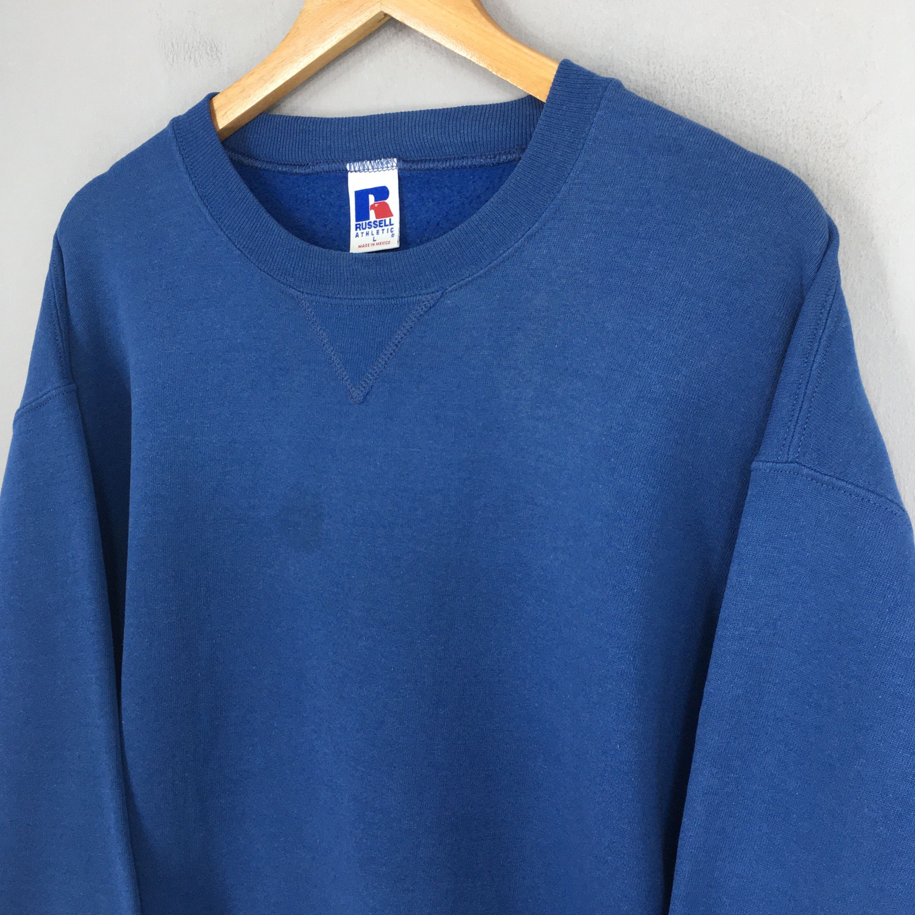 Russell Athletic Vintage 90s Russell Athletic Blue Plain Sweatshirt Large Size US L / EU 52-54 / 3 - 3 Thumbnail
