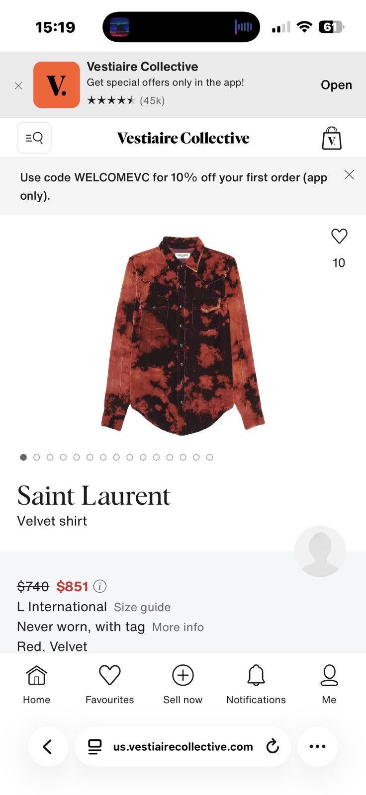 Saint Laurent Paris SS22 Saint Laurent Western Velvet Shirt Size US S / EU 44-46 / 1 - 9 Thumbnail
