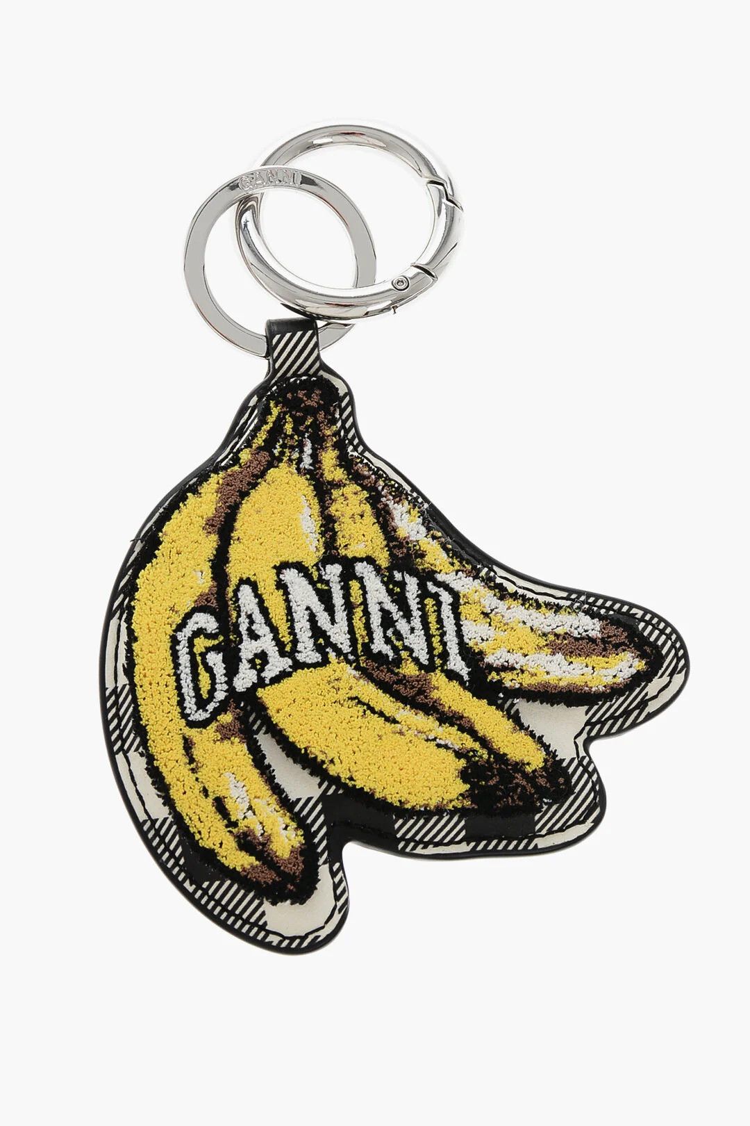 Ganni og1mm0426 Size: OS / Pied-de-Poule Pattern Keyring in Black Size ONE SIZE - 1 Thumbnail