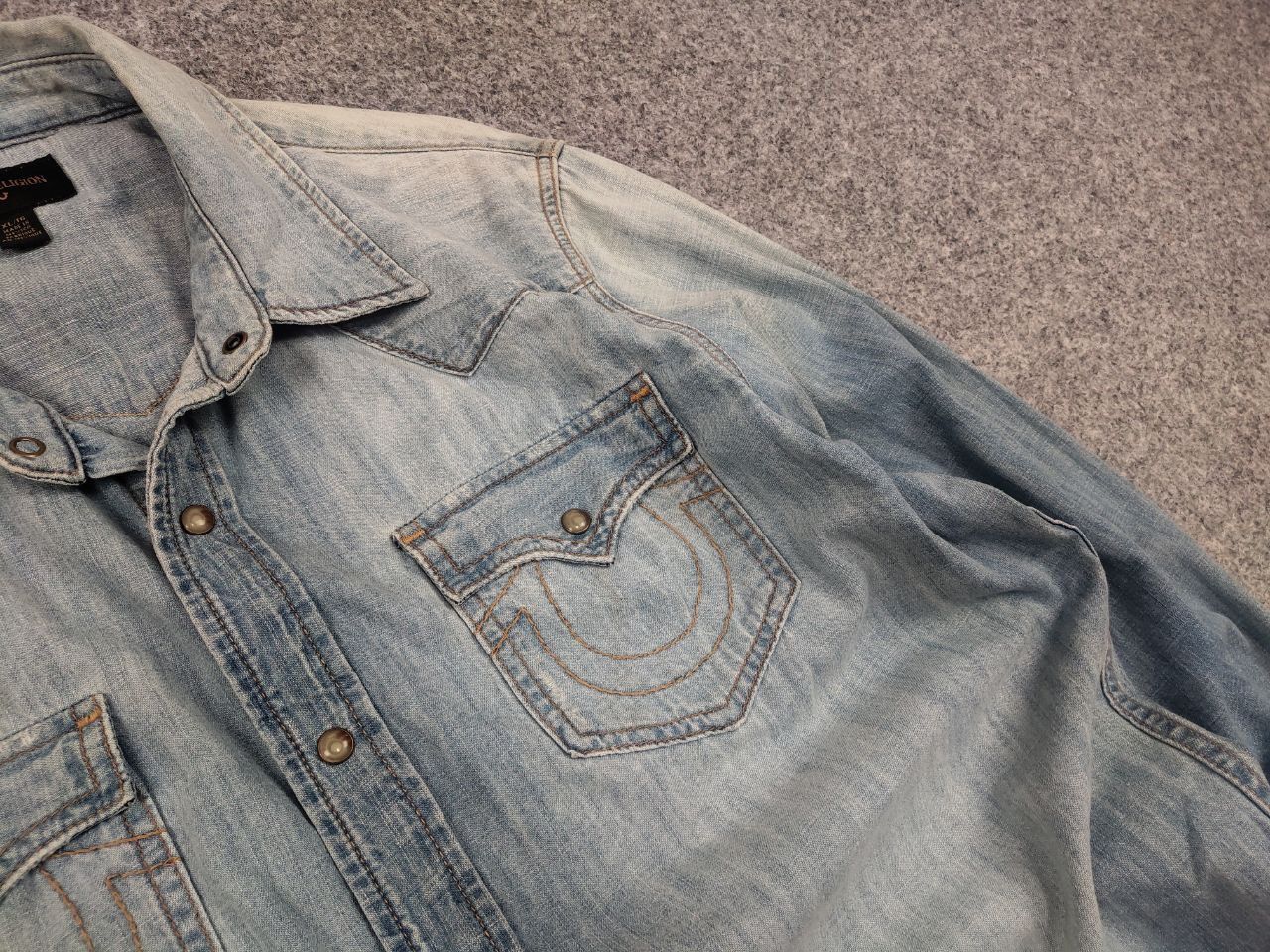 True Religion True Religion Vintage Core Jacket western denim faded shirt Size US XL / EU 56 / 4 - 6 Thumbnail