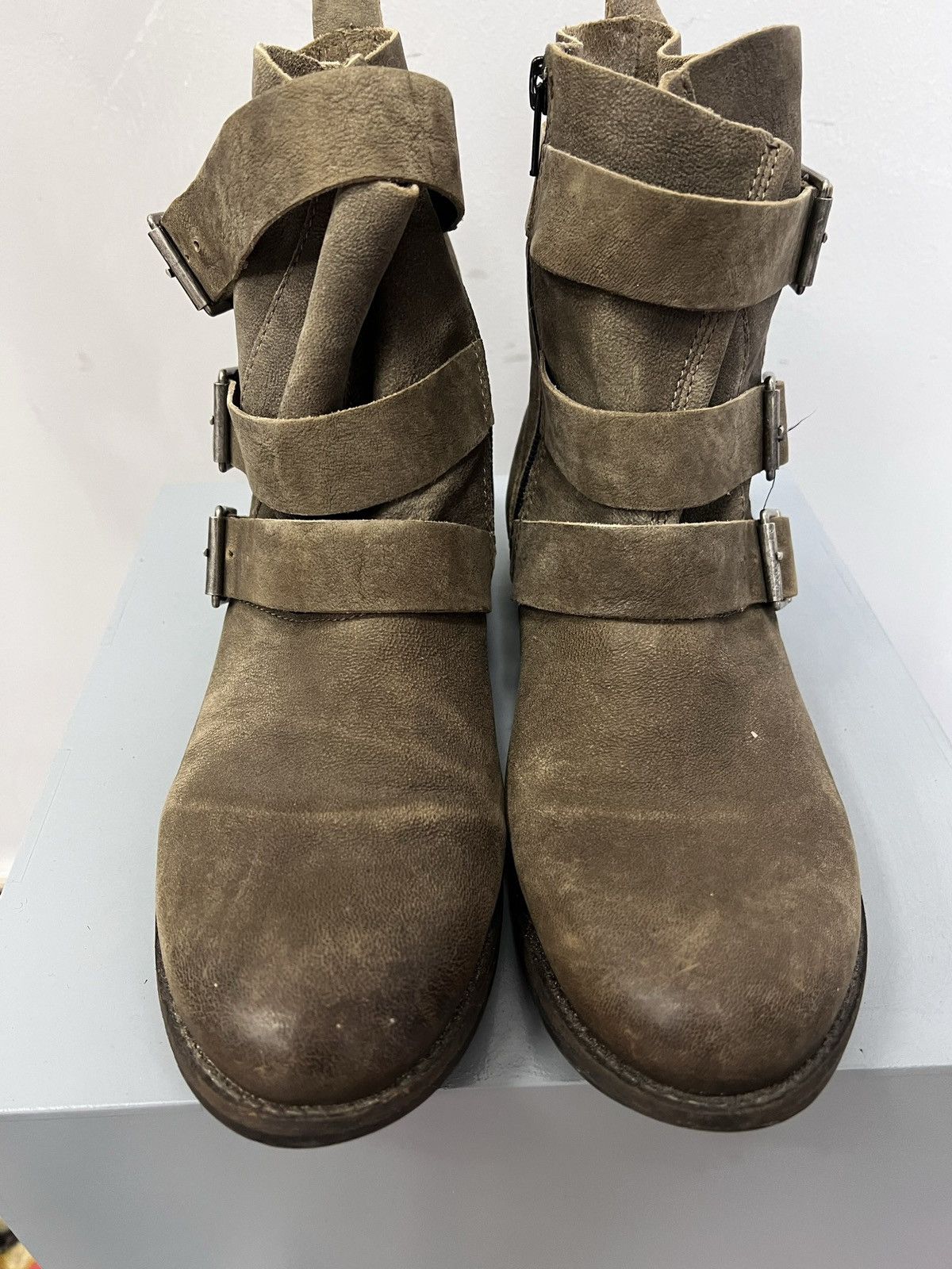 Vintage AVANT GARDE BELTED HIGH LEATHER DESIGNER BOOTS COMBAT Y2K Size US 7.5 / EU 40-41 - 9 Thumbnail