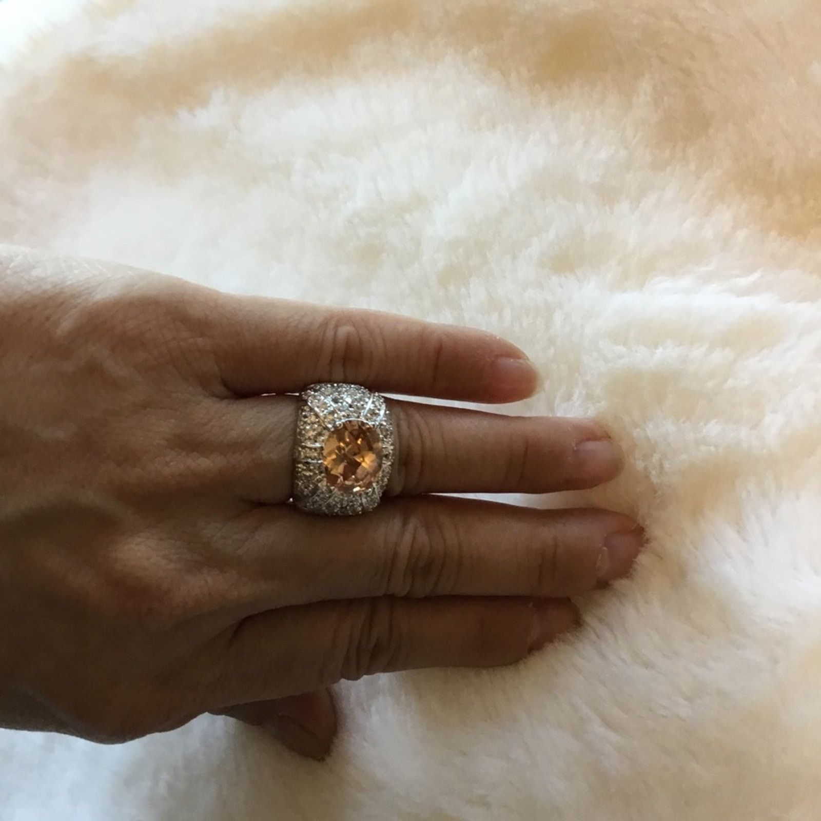 Other Sterling Silver Yellow Crystal Statement Ring Size ONE SIZE - 11 Thumbnail
