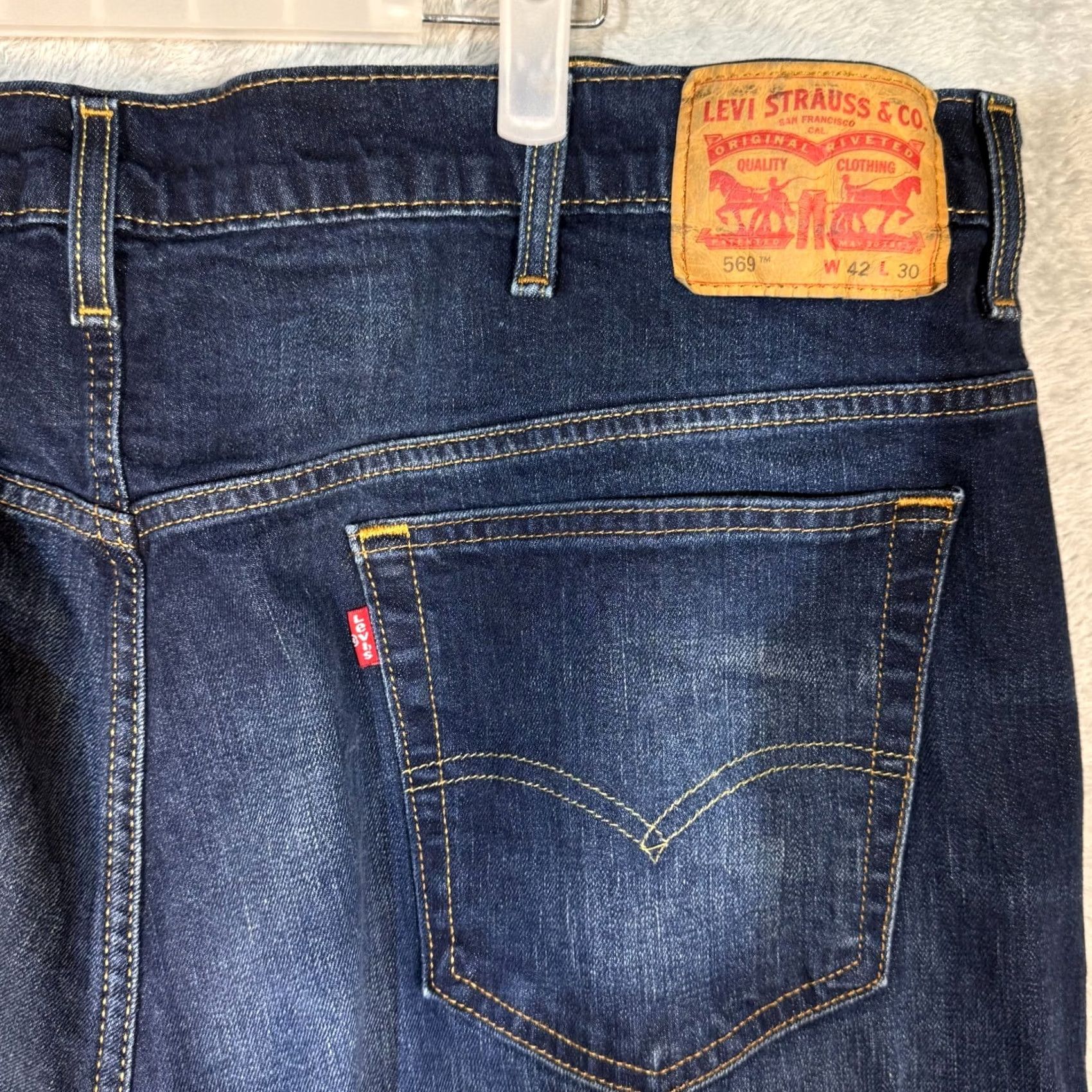 Levi's Levi’s 569 Jeans Mens 42x30 Blue Denim Loose Fit Mid-Rise Straight Leg Size US 42 / EU 58 - 7 Thumbnail