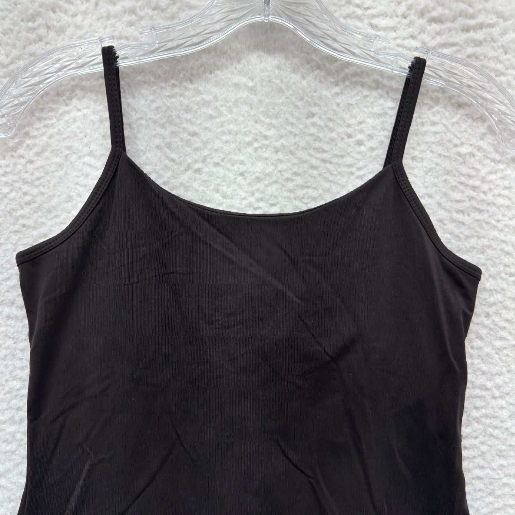 Vintage Y2K Vintage Camisole Tank Top Medium Brown Stretch Built-in-Bra Fairy Grunge Shirt M Brown Grunge Womens Size M / US 6-8 / IT 42-44 - 3 Thumbnail