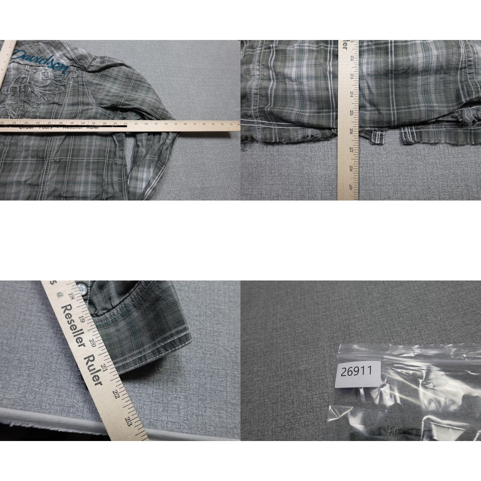 Harley Davidson Harley-Davidson Pearl Snap Shirt Womens 2X Gray Plaid Rhinestone Western Biker Size XXL / US 16-18 / IT 52-54 - 8 Thumbnail