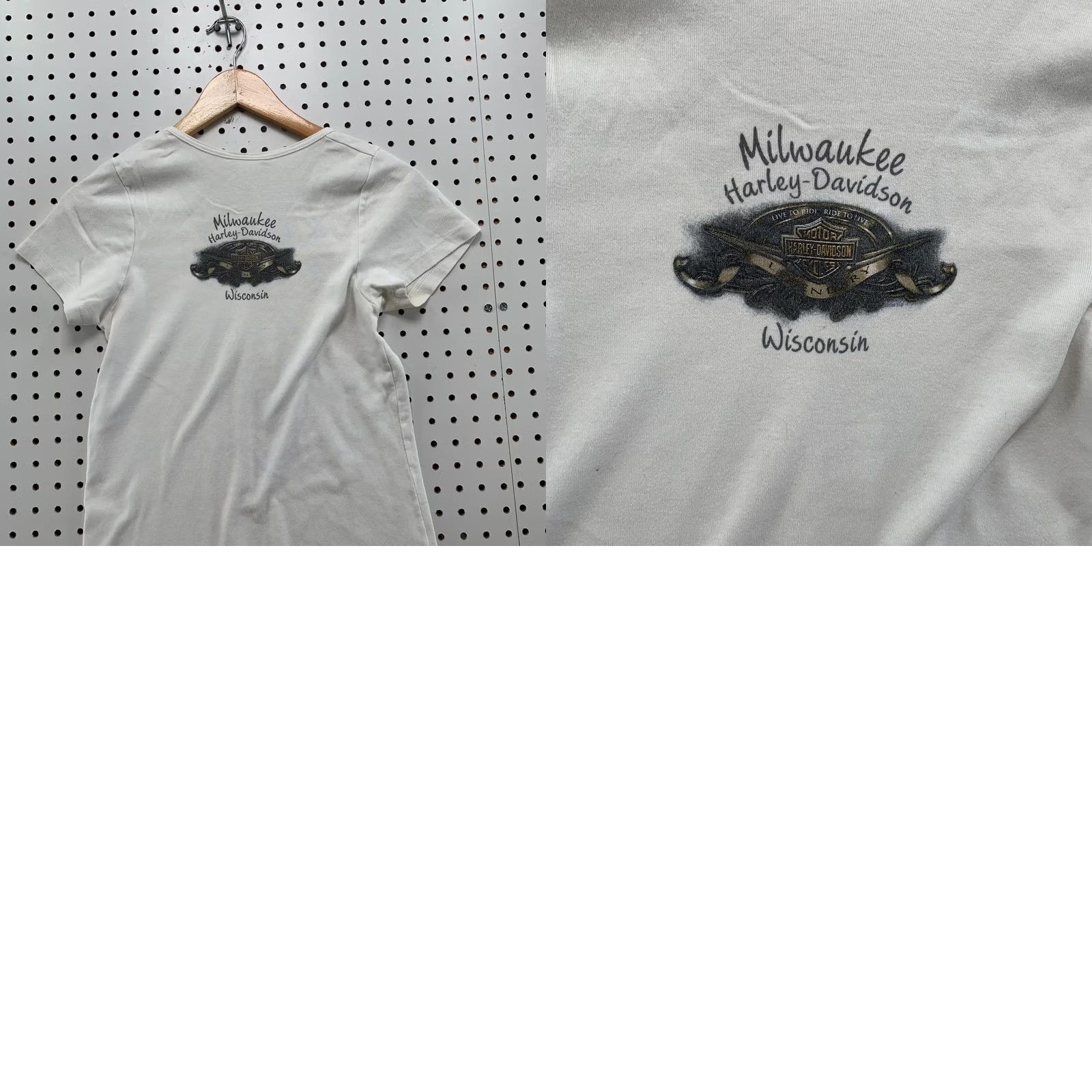 Harley Davidson VINTAGE Harley Davidson Motorcycle Top White Medium Womens Milwaukee WIS Size M / US 6-8 / IT 42-44 - 10 Thumbnail