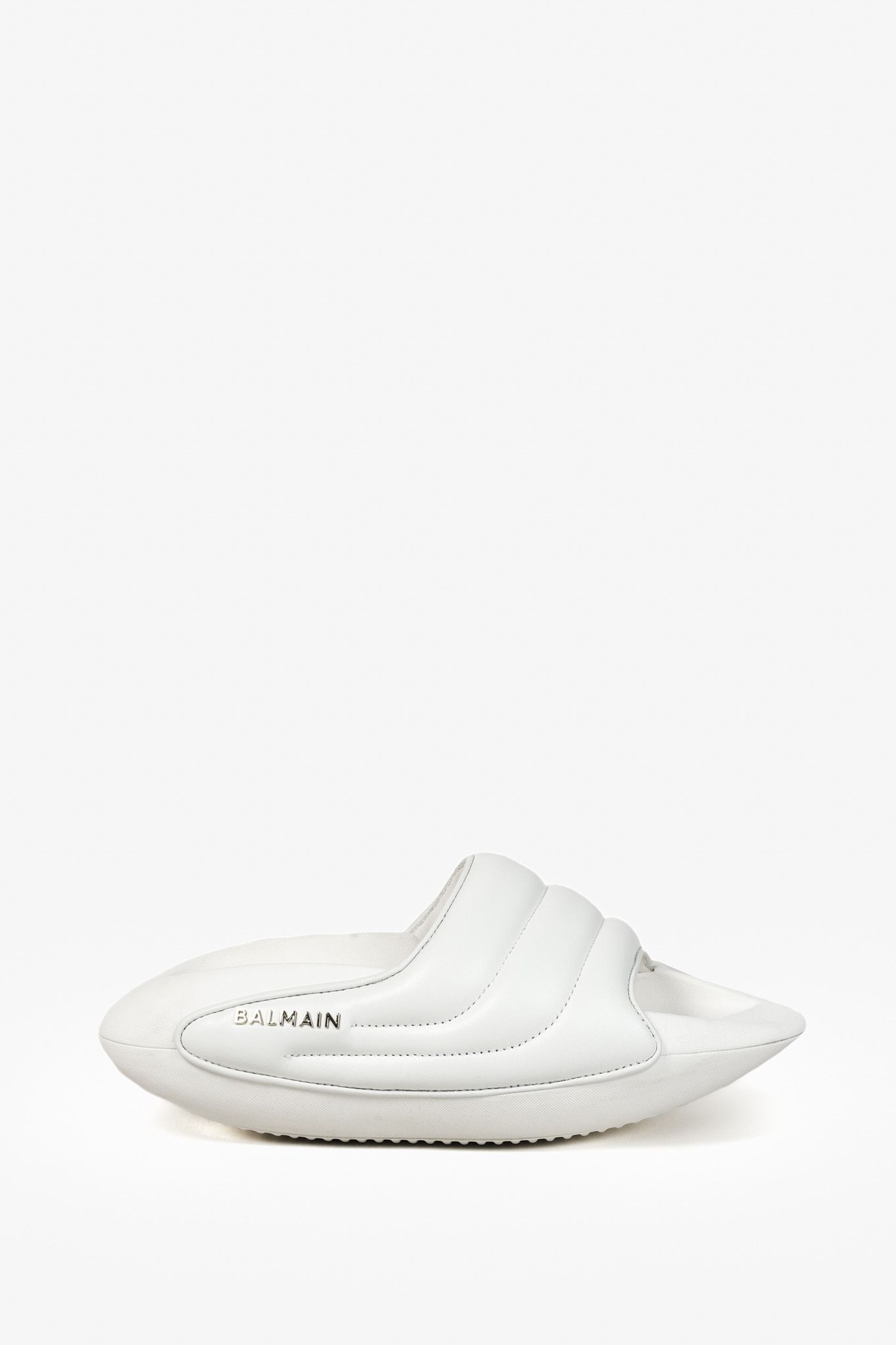 Balmain Balmain YN1VL699LPQP0A White Leather B-It Padded Mules Size US 6.5 / IT 36.5 - 1 Thumbnail