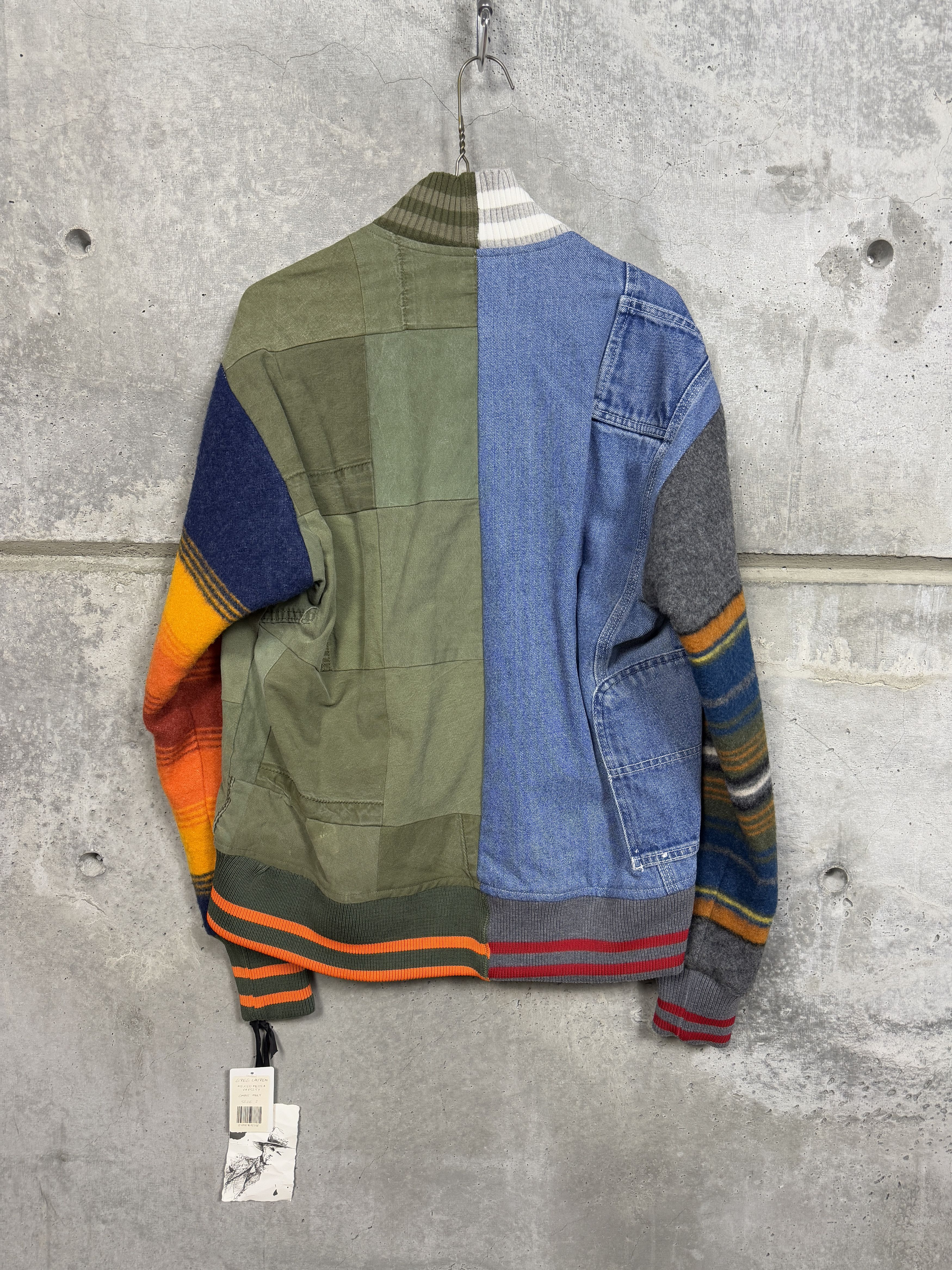 Greg Lauren Mixed Media Varsity Jacket