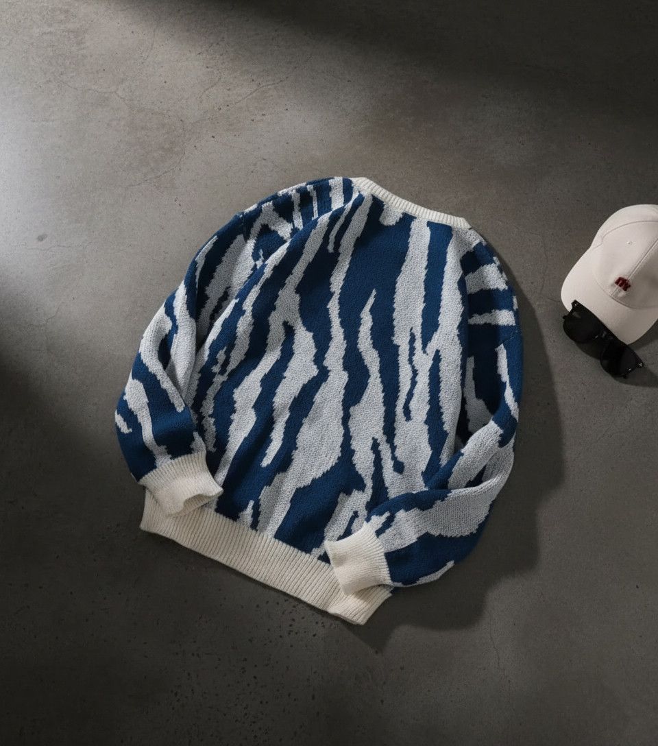 Other Street Double Sided Blue Graffiti Sweater Jacquard Knitwear Size US L / EU 52-54 / 3 - 2 Thumbnail