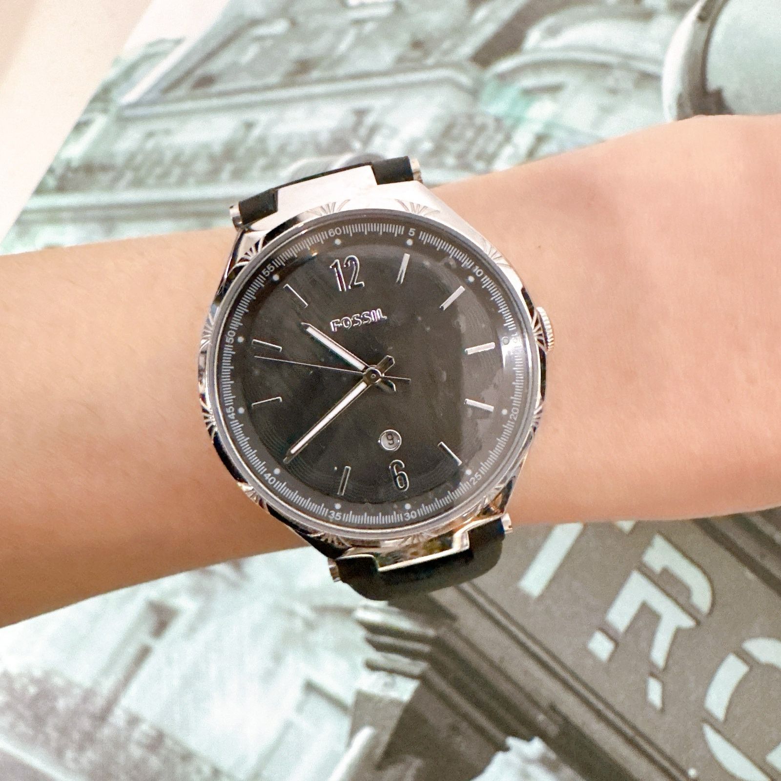 Fossil Fossil BQ3745 Ashtyn Three-Hand Date Black Leather Watch Size ONE SIZE - 7 Thumbnail