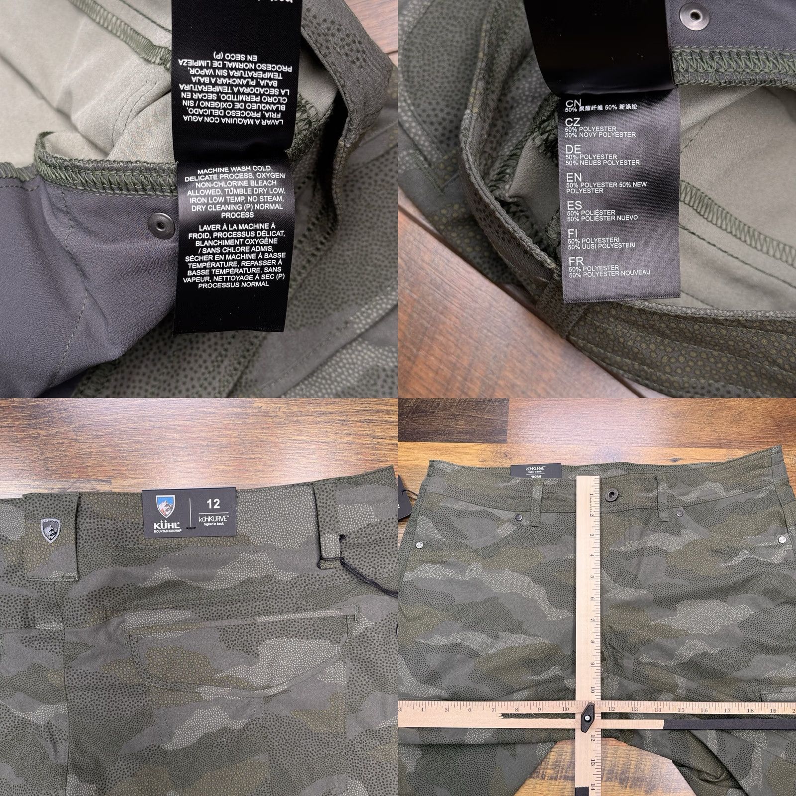 Olive Kuhl Cargo Shorts Womens 12 Olive Camo Green Mid Rise Stretch New Size 34" / US 12 / IT 48 - 8 Thumbnail