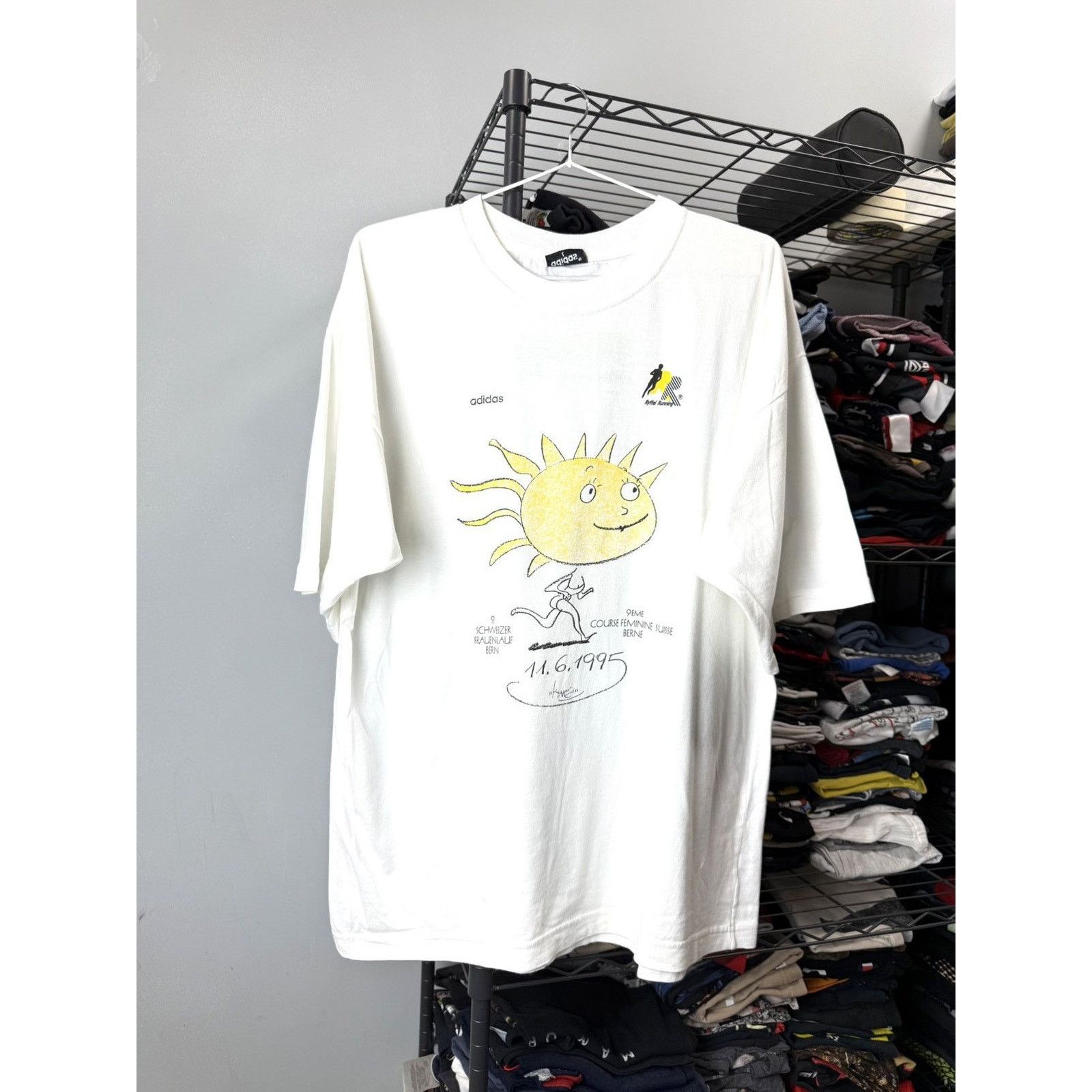 Adidas 💥Rare! Vintage 1995 Adidas Marathon T Shirt Retro Size US L / EU 52-54 / 3 - 1 Thumbnail