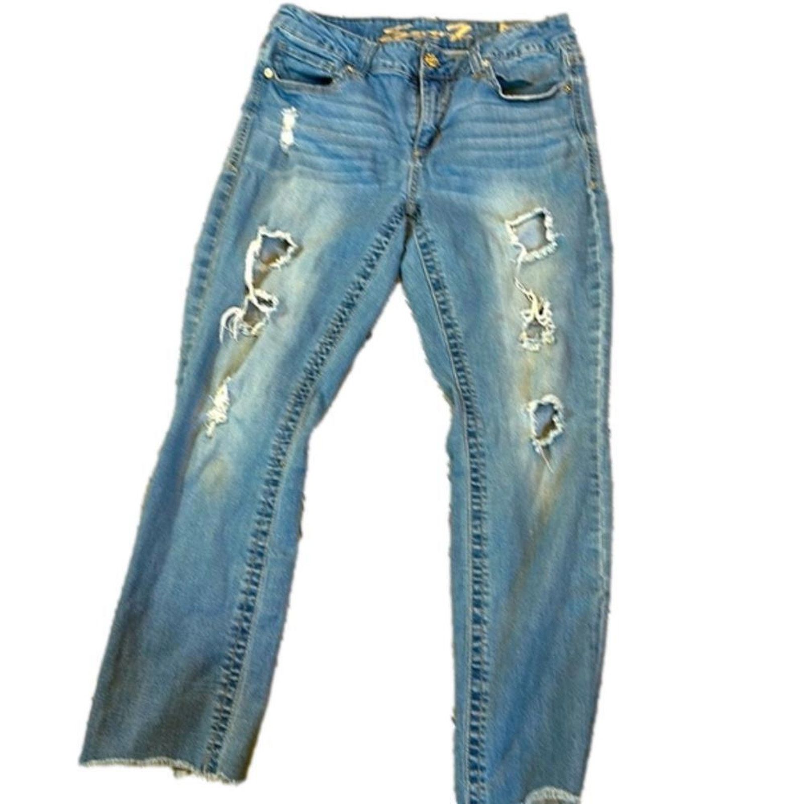 Studio Seven Seven7 Distressed Blue Jeans - Women's 12 Size 34" / US 12 / IT 48 - 1 Thumbnail