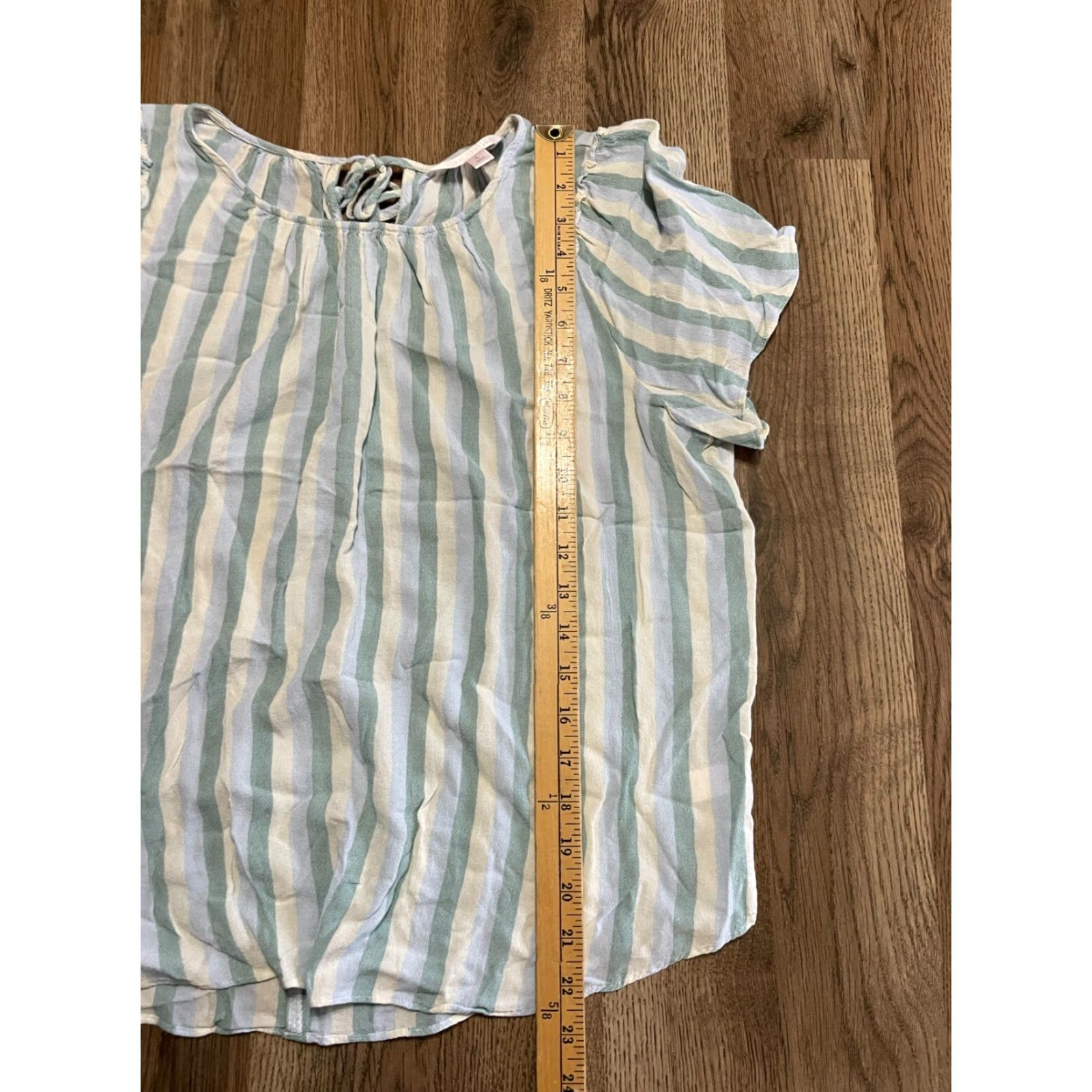 Vintage LC Lauren Conrad Shirt Women's Size Large Blue Cream Striped T-Shirt Casual Modern Basic Size L / US 10 / IT 46 - 7 Thumbnail