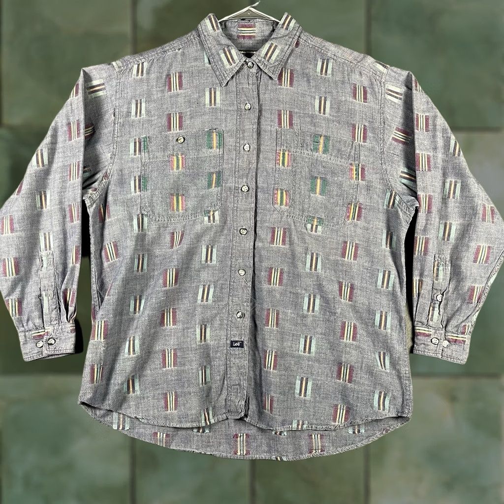 Lee VINTAGE Lee Button-Up Shirt Long Sleeve Geometric Aztec Mens Large Gray Cotton Knit Size US L / EU 52-54 / 3 - 1 Thumbnail
