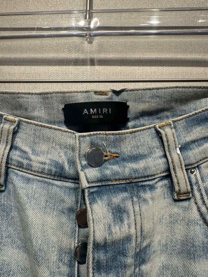 Amiri Amiri Splatter Painted Cashew Flower Blue Jeans Size US 32 / EU 48 - 3 Thumbnail