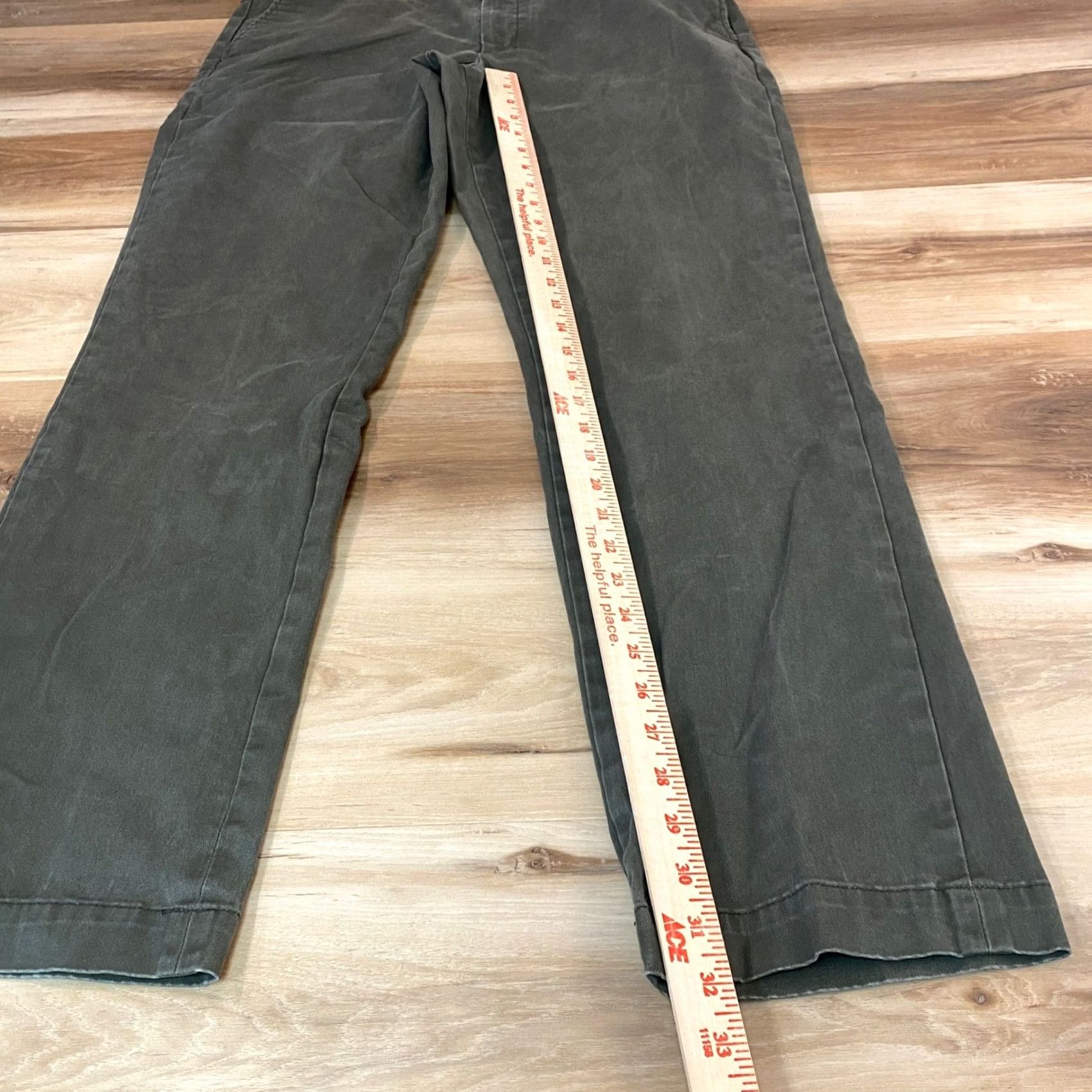 Banana Republic Banana Republic Aiden Chino Pants Mens 35x34 Green Slim Casual Business Travel Cotton Blend Stretch Flat Front Zip Button Closure Size US 35 - 6 Thumbnail