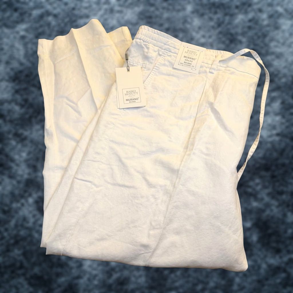 Murano Baird McNutt Murano Linen Blend Pants Mens 46x30" Classic Fit White NWT Size US 30 / EU 46 - 1 Thumbnail