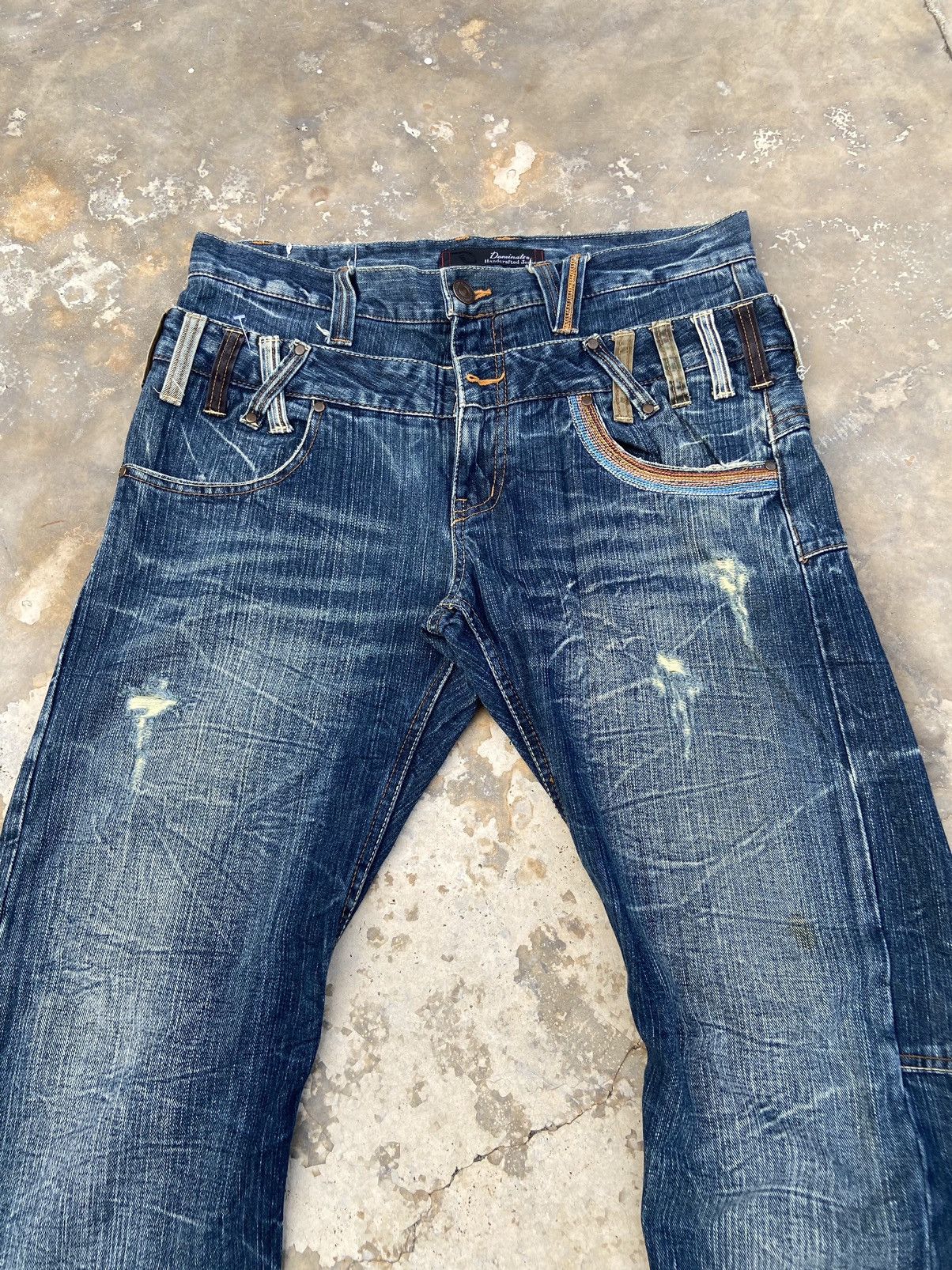 Japanese Brand Vintage Distressed Doubel Waist Dominate Handcraft Jeans Size US 33 - 3 Thumbnail