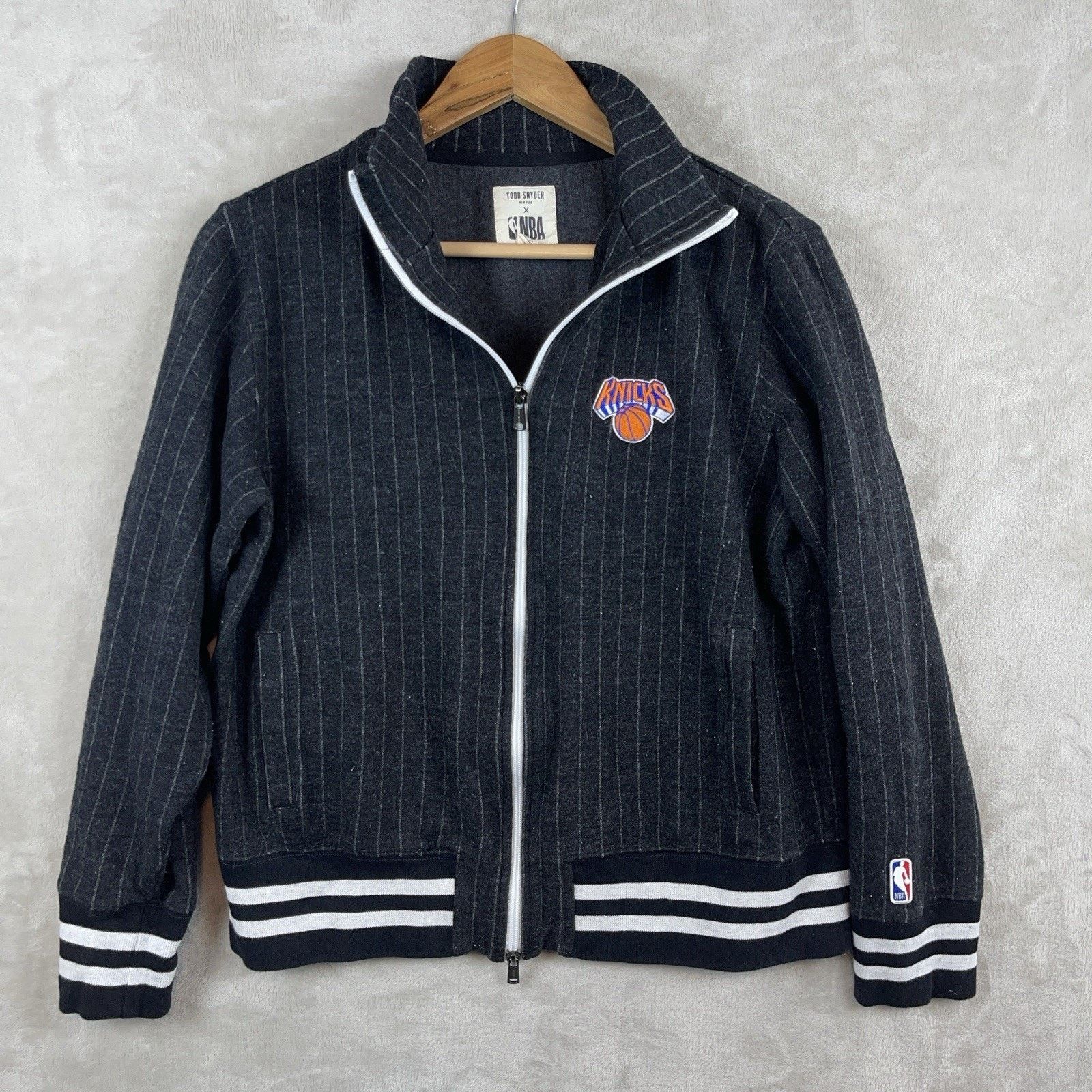 Todd Snyder Todd Snyder x NBA Knicks Wool-Blend Pin Stripe Track Jacket Size US M / EU 48-50 / 2 - 1 Thumbnail
