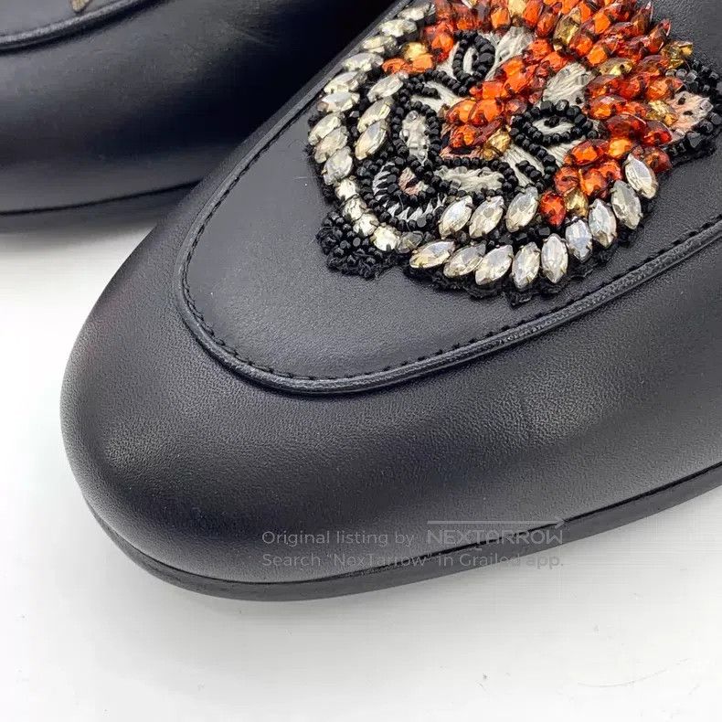 Gucci Gucci Black tiger head love diamond round toe leather mule Size US 4.5 / IT 34.5 - 8 Thumbnail