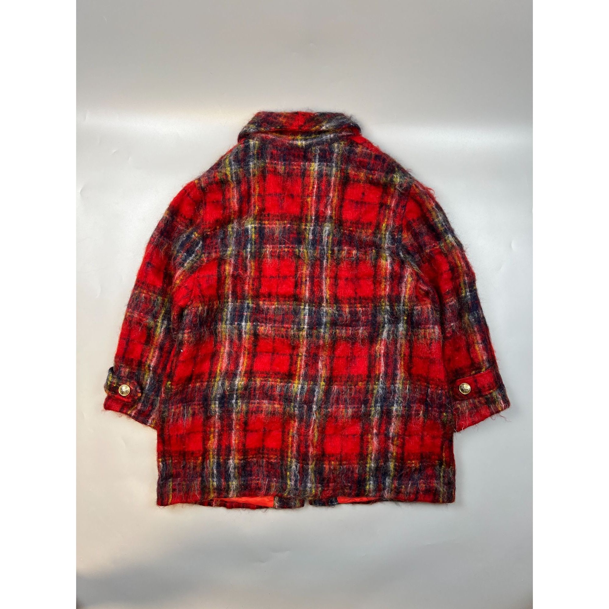 Designer Komplimente Collection Mohair Tartan Coat (Y0678) Size XL / US 12-14 / IT 48-50 - 6 Thumbnail