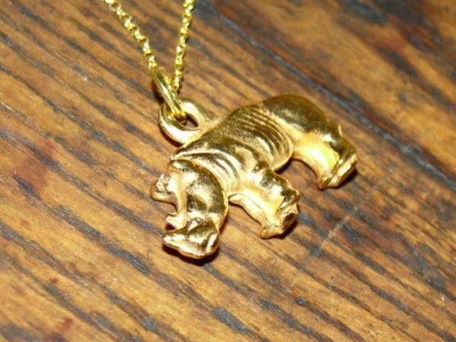 Designer 18 kt Gold Vermeil over Sterling Silver Rhino Charm Necklace Size ONE SIZE - 3 Thumbnail