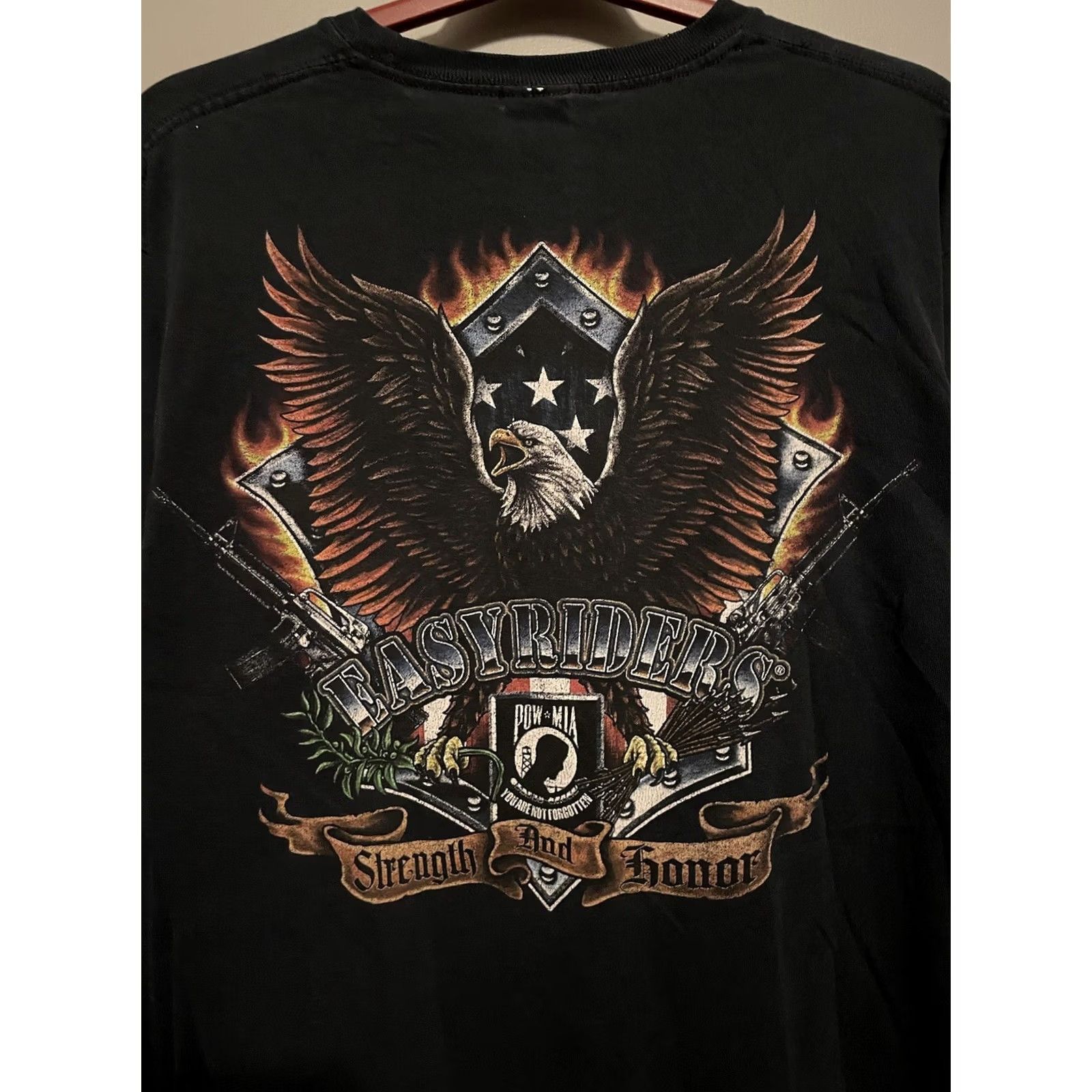 Vintage Easyriders Shirt L Black Strength Honor POW MIA Eagle Military Army Navy Patriotic Graphic Print Logo Flat Sweatshirt? Size US L / EU 52-54 / 3 - 2 Thumbnail
