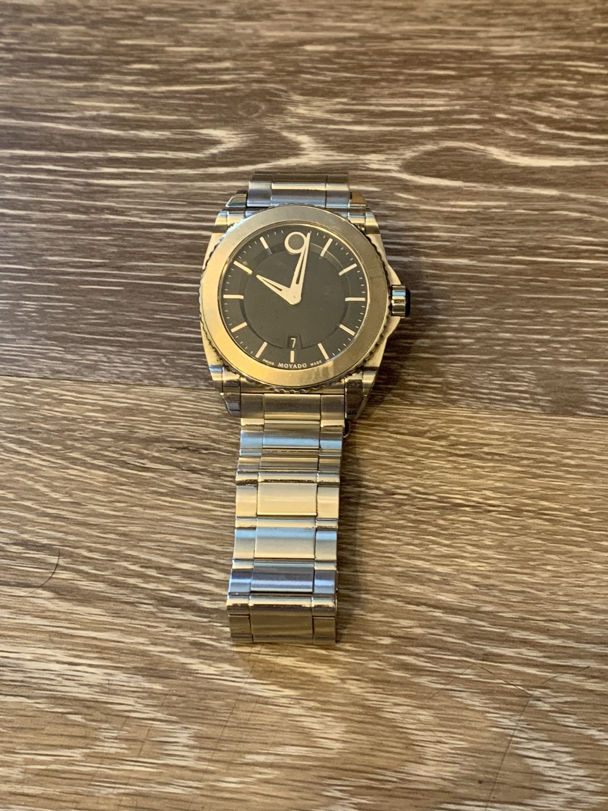 Movado 45MM Faceless Thick Stainless Stain Luxury Watch Size 46 - 1 Thumbnail